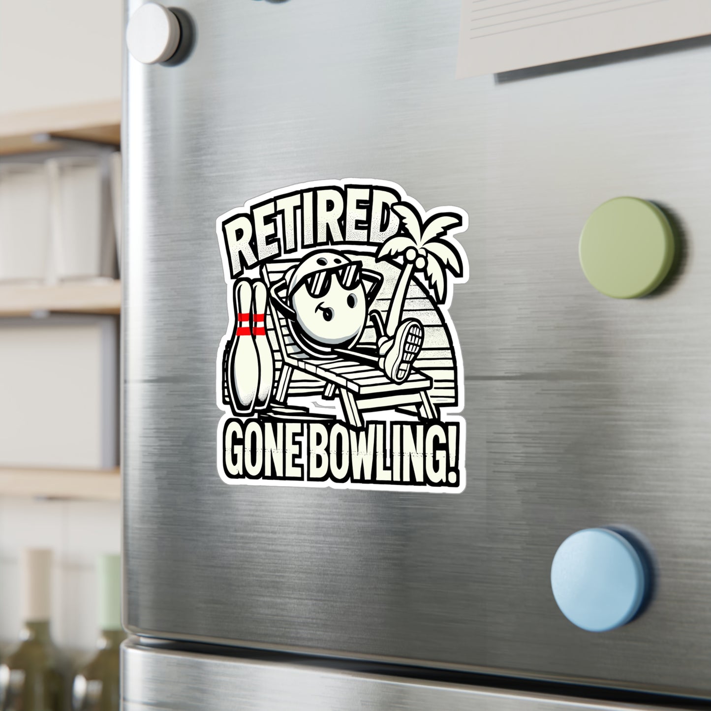 Retired Gone Bowling – Funny Bowling Sticker for Car, Laptop or Water Bottle | Vinyl Strike Decal & Gift for Bowlers