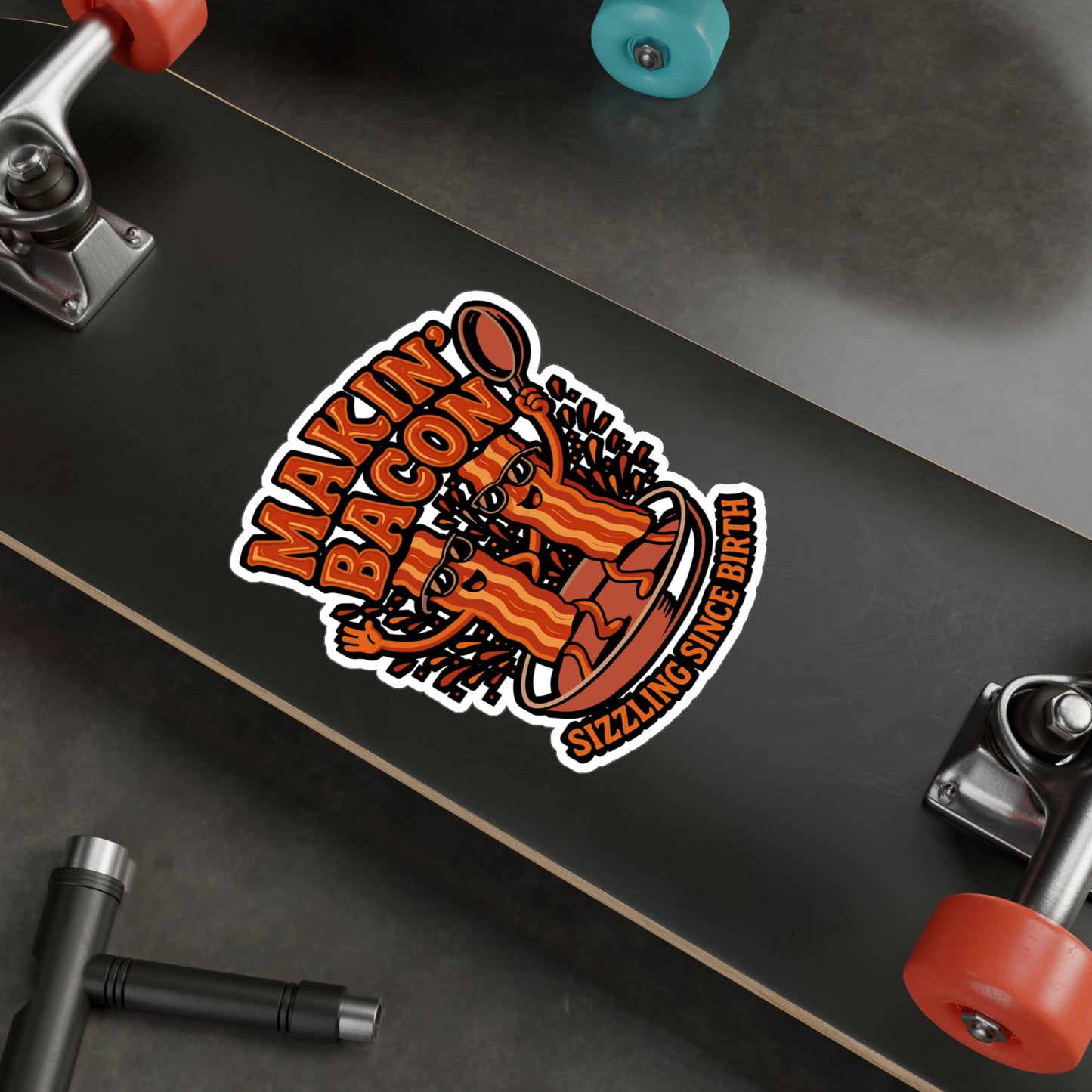 Makin' Bacon - Bacon Sticker for Laptop, Water Bottle - Funny Gift for Food Lovers, BBQ Fans, Men & Women