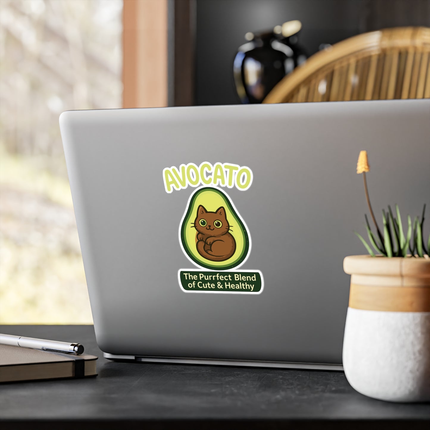 Avocado Cat Avocato Sticker Decals – Funny Fruit & Vegan Design for Laptop, Water Bottle, Guacamole Lovers, Cheese, Sandwich, Plant Protein