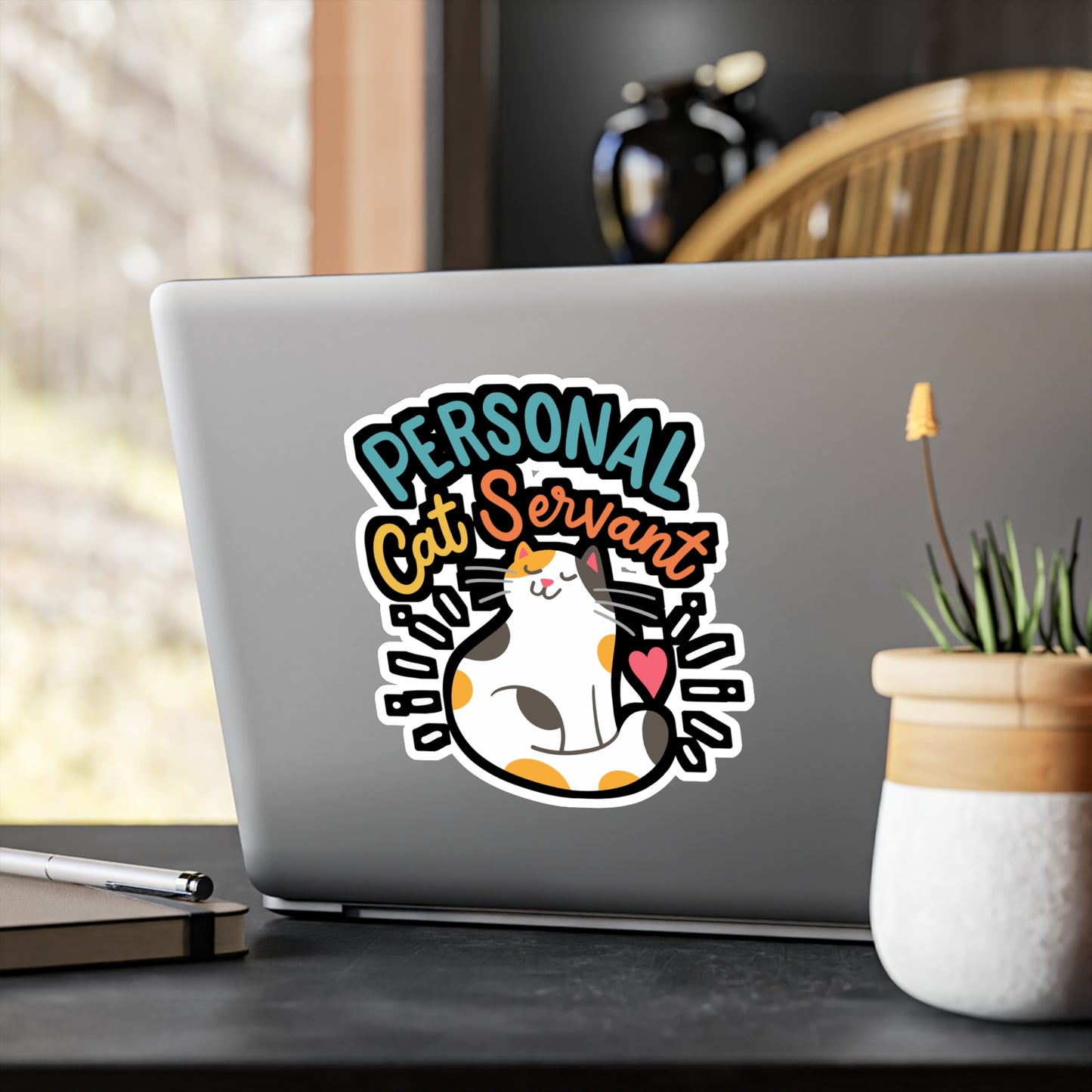 Personal Cat Servant - Cat Sticker for Car Window Laptop Sticker. Water Bottle Sticker, Vinyl Kitty Decal, Pet Sticker - Cat Gift