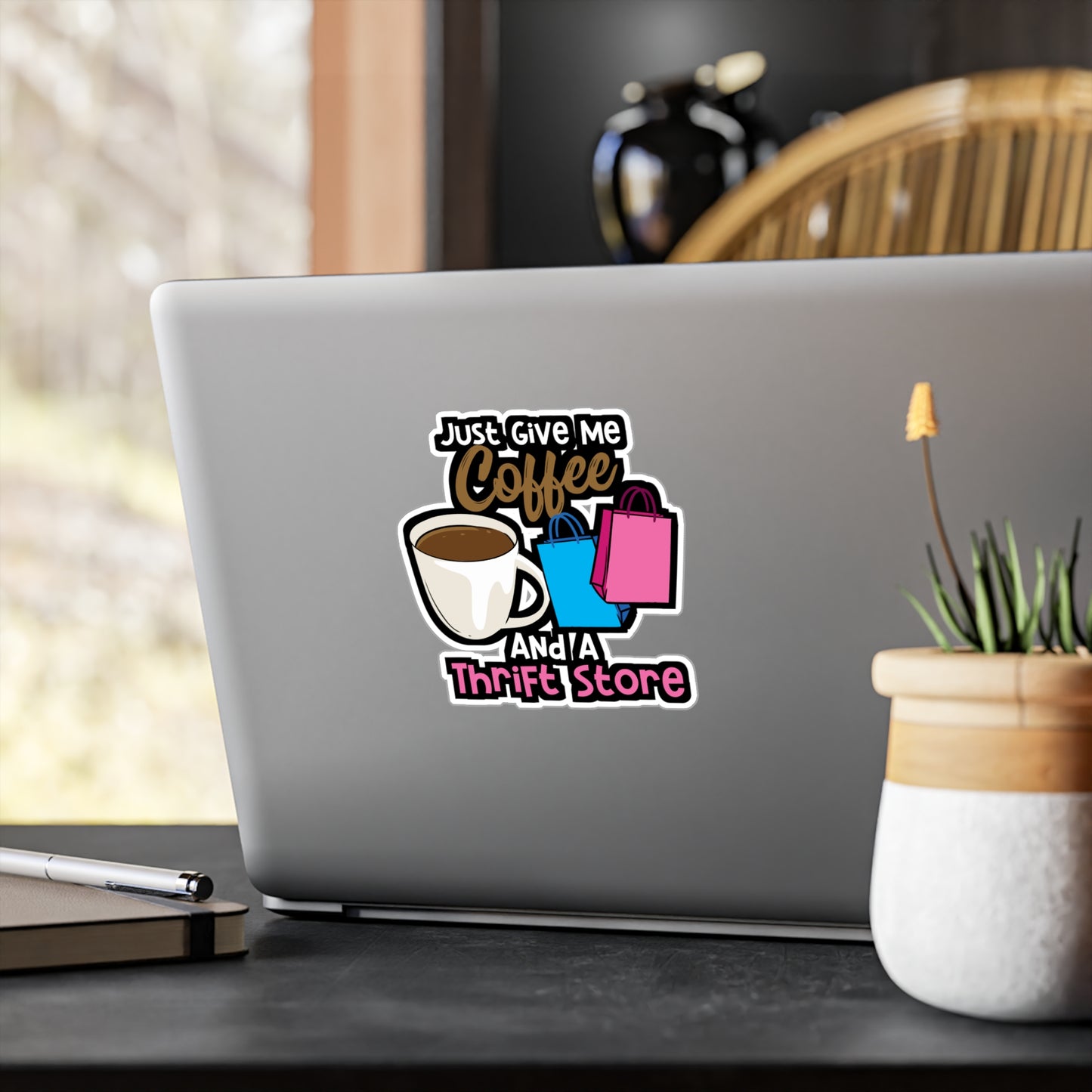 Coffee And A Thrift Store | Thrifting Sticker | Thrift Decals | Junk Laptop Sticker | Thrifting Gift | Thrift Gift