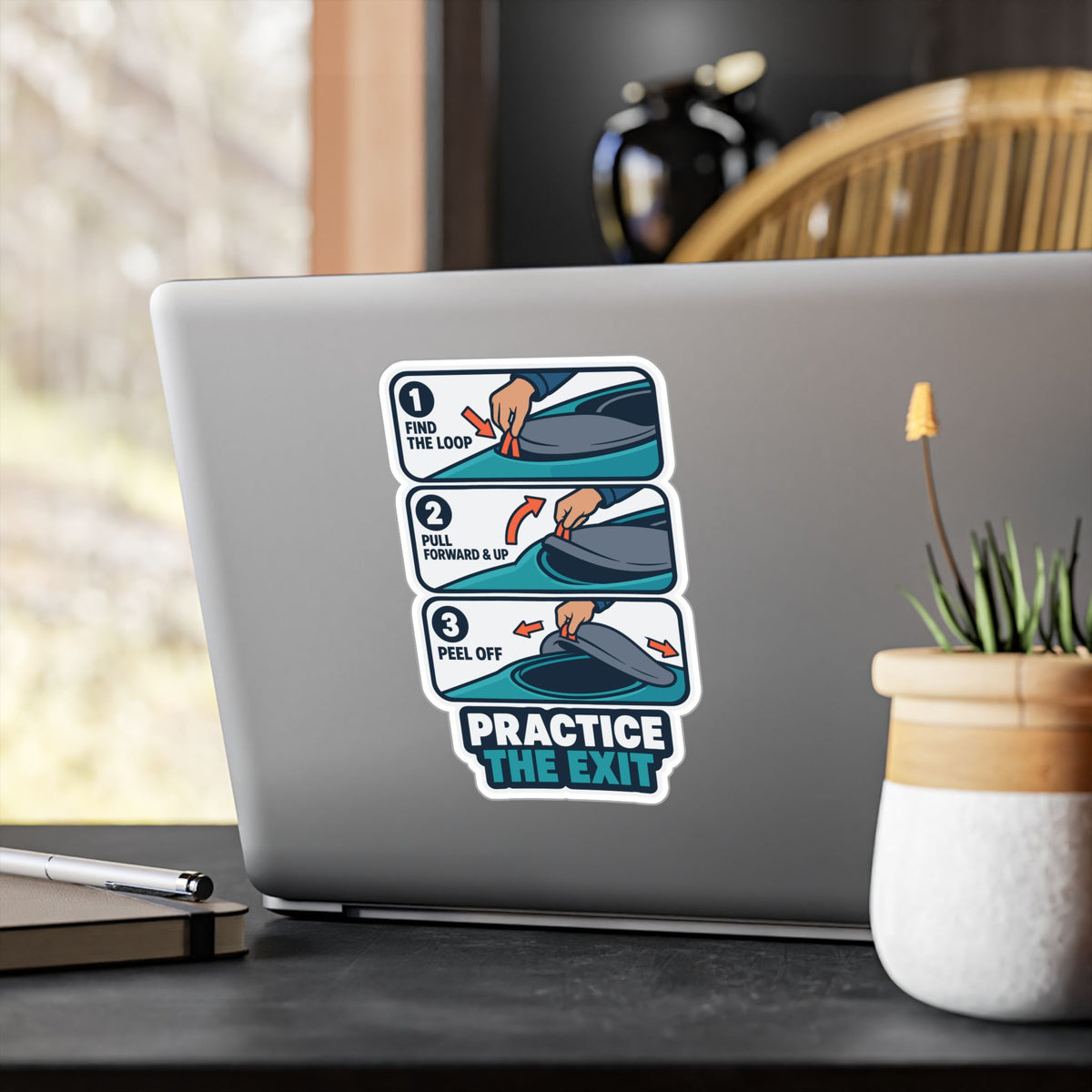 Kayak Sticker - Practice the Exit, Kayaking and Rowing Decals for a Kayaker's Laptop or Water Bottle
