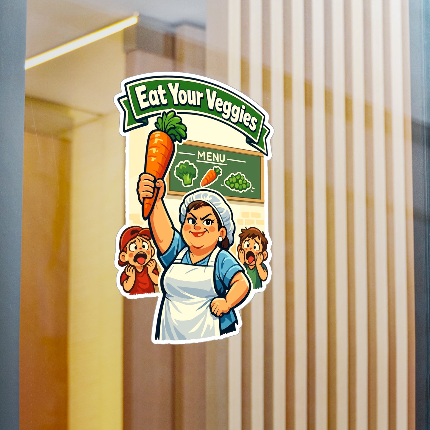 Lunch Lady Sticker Eat Your Veggies Funny School Canteen Vinyl Waterproof decals for Laptop Water Bottle