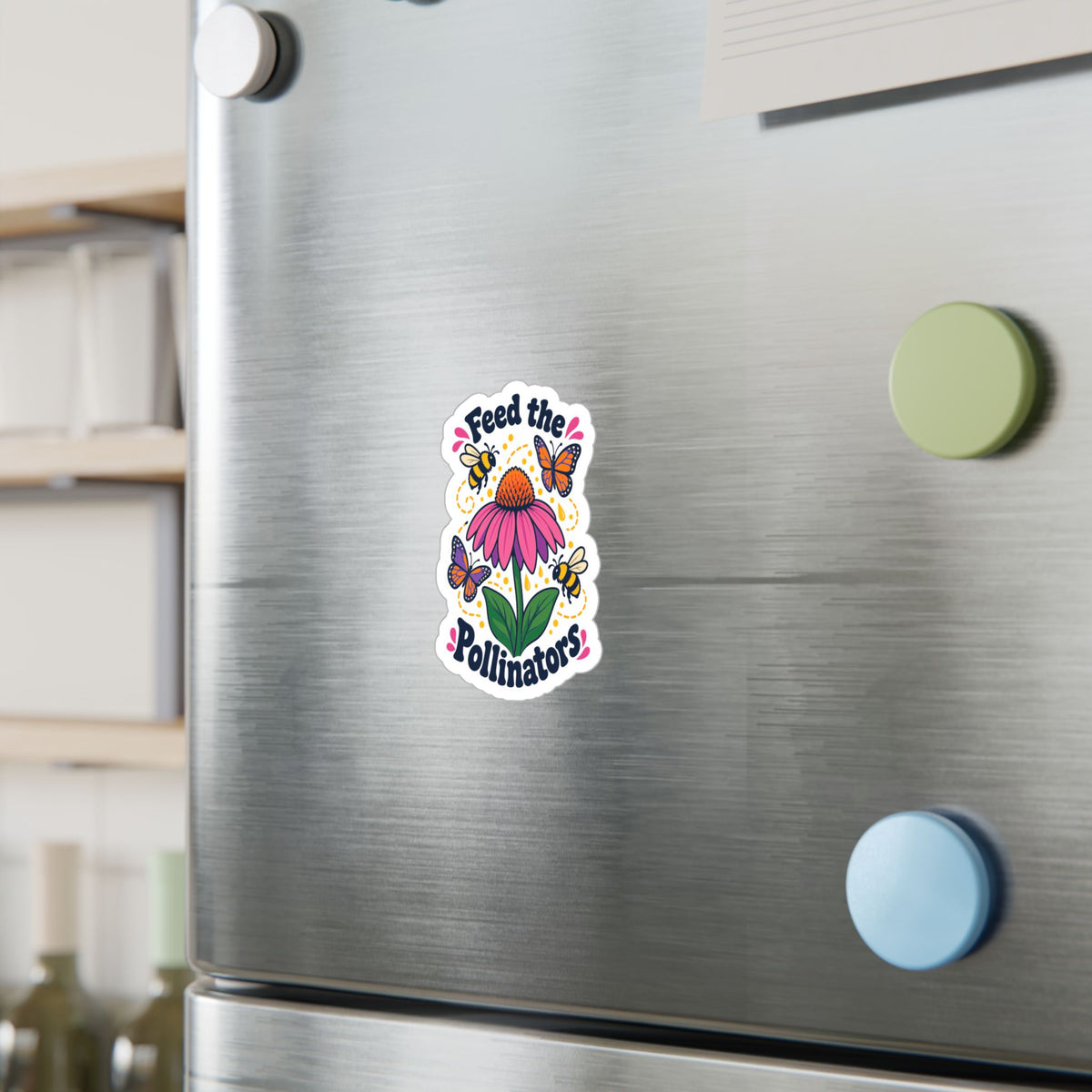 Plants Sticker - Feed The Pollinators Dandelion Design, Nature-Inspired Decals for Laptop and Water Bottle, Friendship Gift