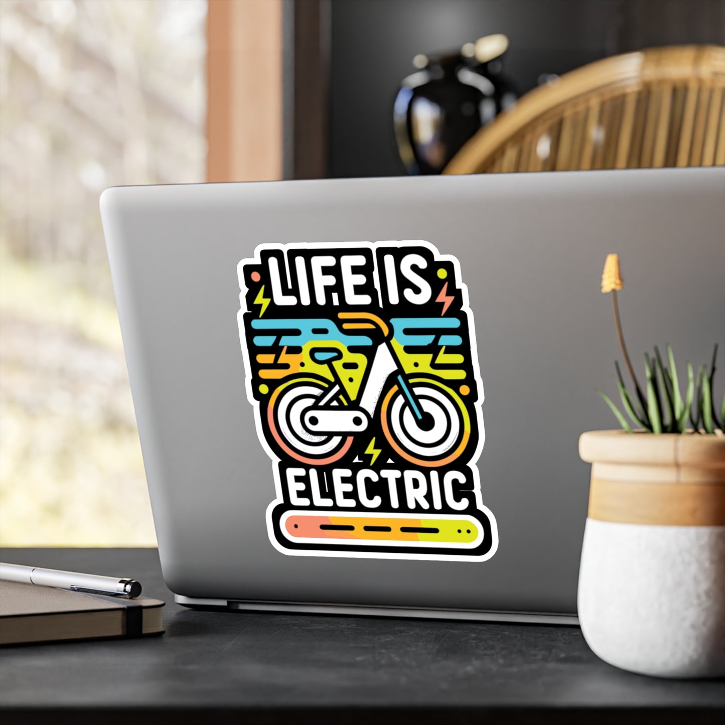 Life Is Electric  - E-bike Sticker for Laptop Sticker. Water Bottle Sticker, Vinyl Electric-bike Decal - E-bike Gift