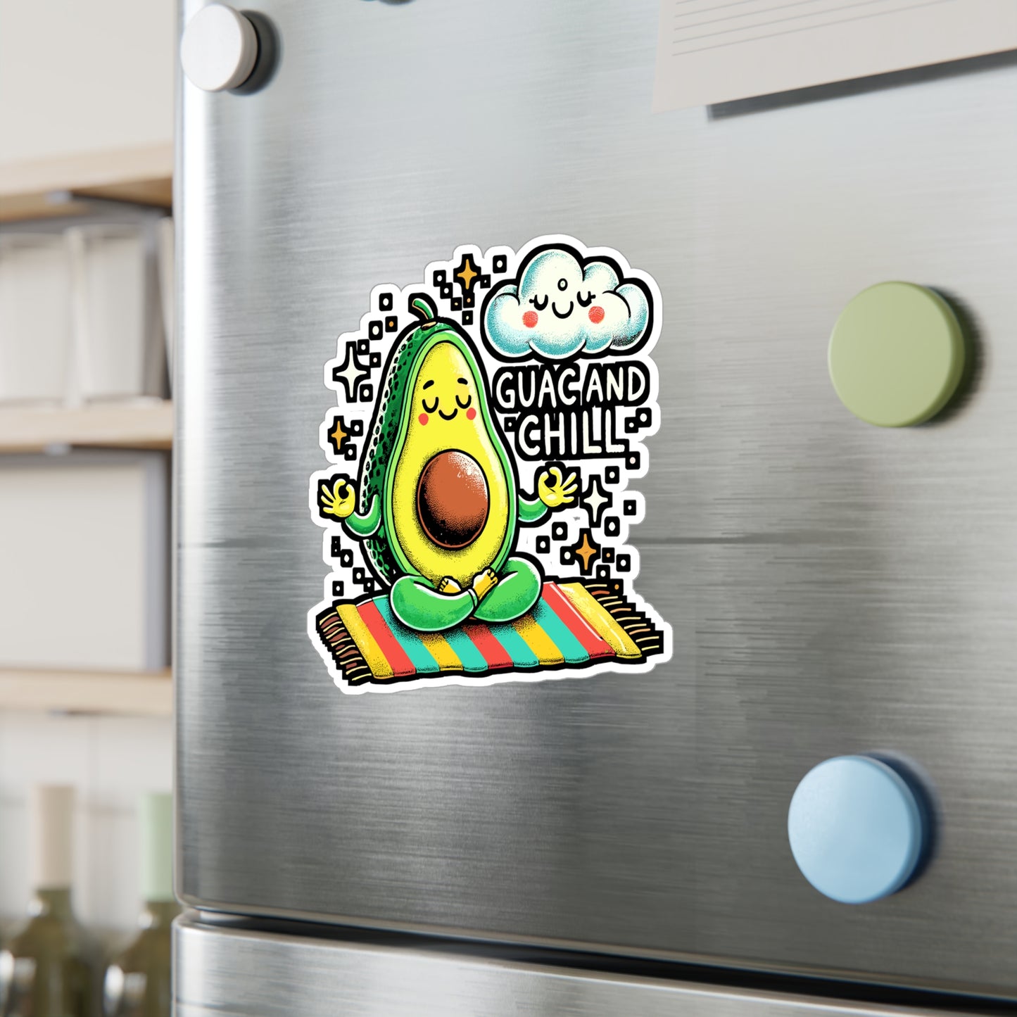 Guac and Chill – Yoga Sticker for Car, Laptop, Water Bottle & Zen Foodie Gifts