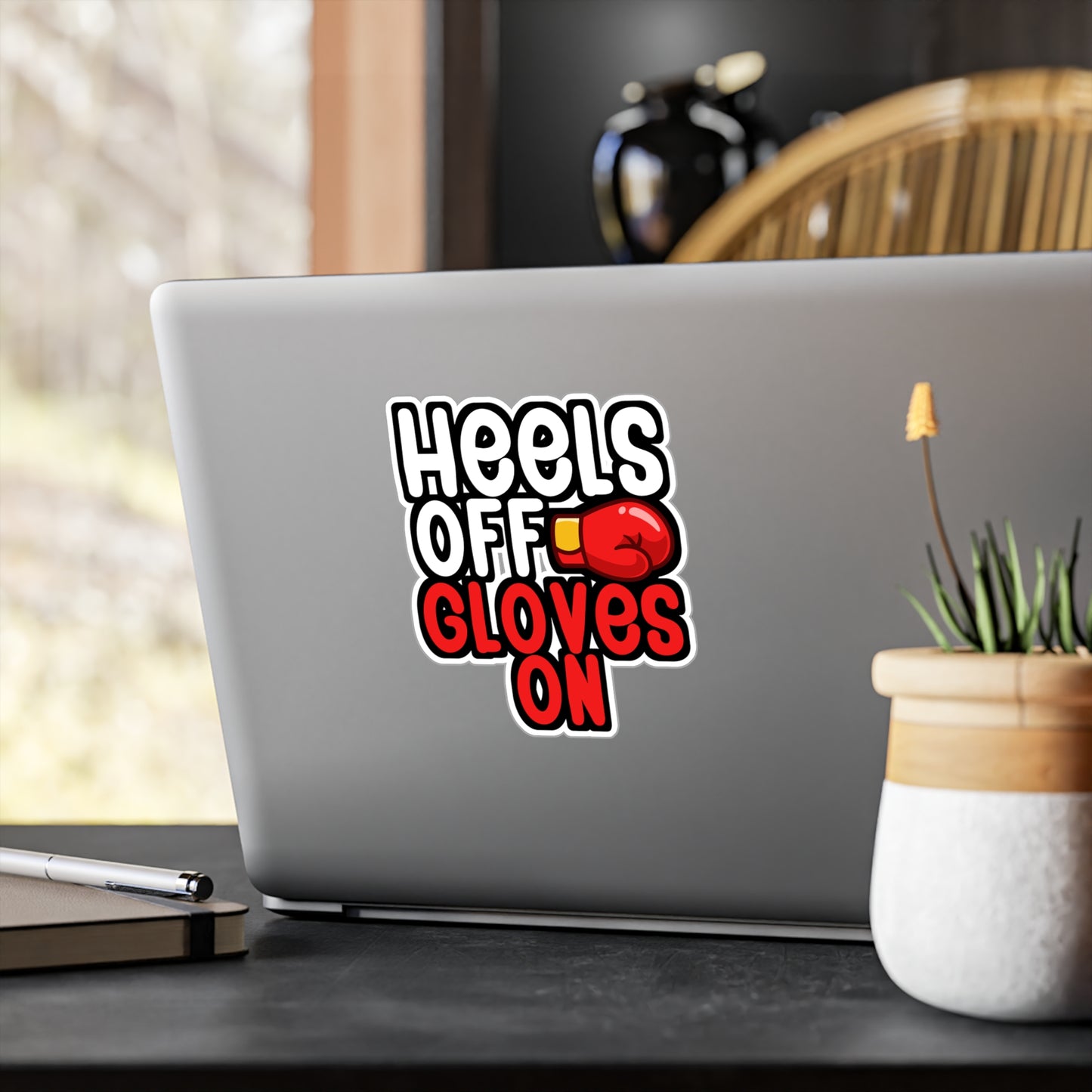 Heels Off Gloves On - Karate Sticker for Wall, Laptop, Window, Truck, Car Karate Gift Vinyl Material arts Decal Sticker