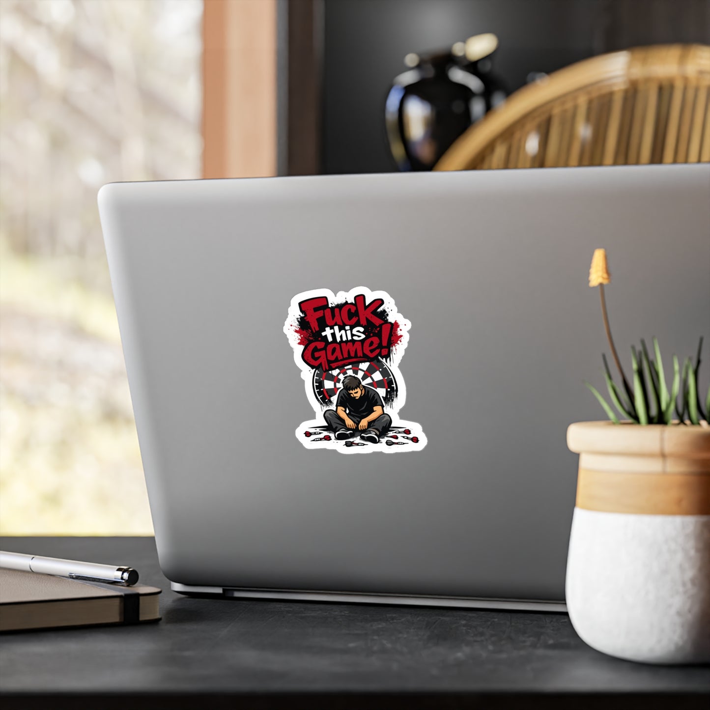 Dart Sticker "Fuck this game!" Funny Dartboard Drinking Team Vinyl Sticker Decals Waterproof for Laptop Water Bottle