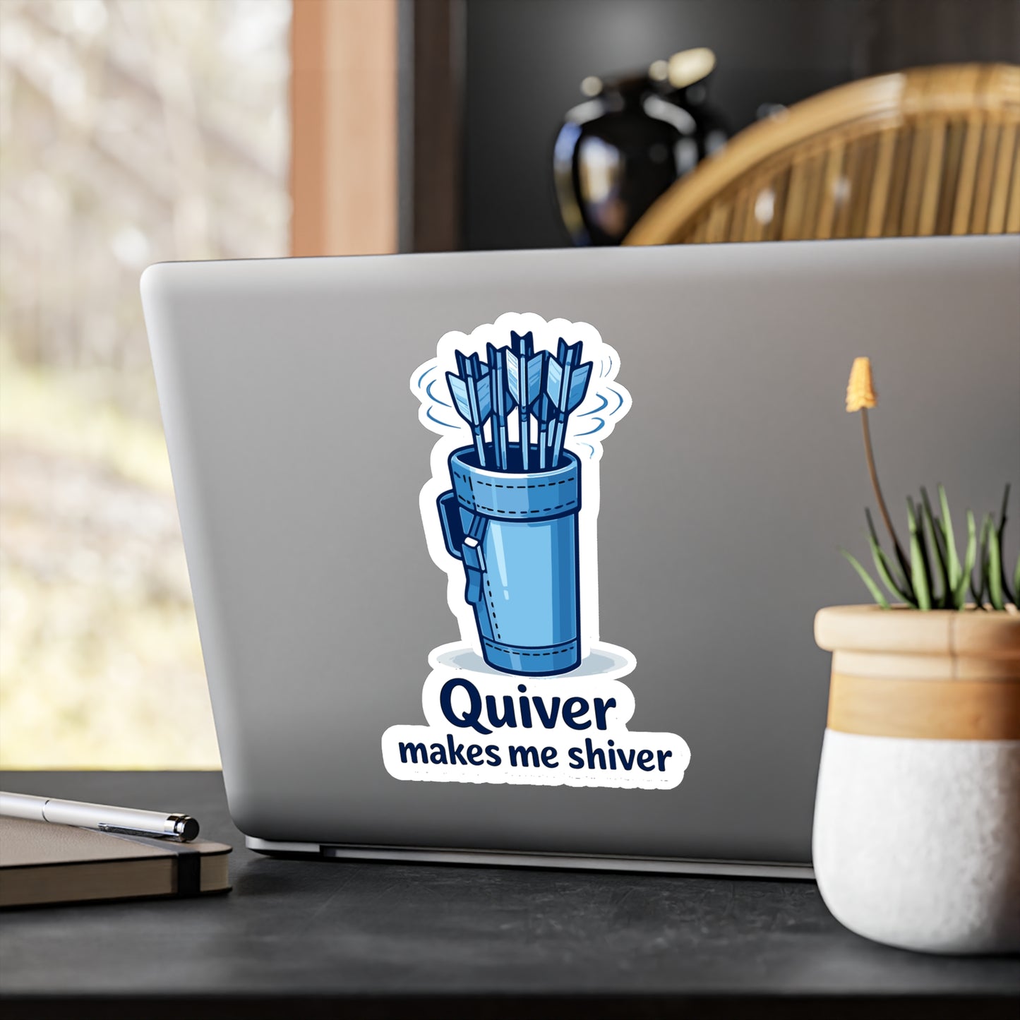 Archery Sticker Quiver makes me shiver, Funny Archer Hunting Shooting Decals, Waterproof Vinyl for Laptop, Water Bottle