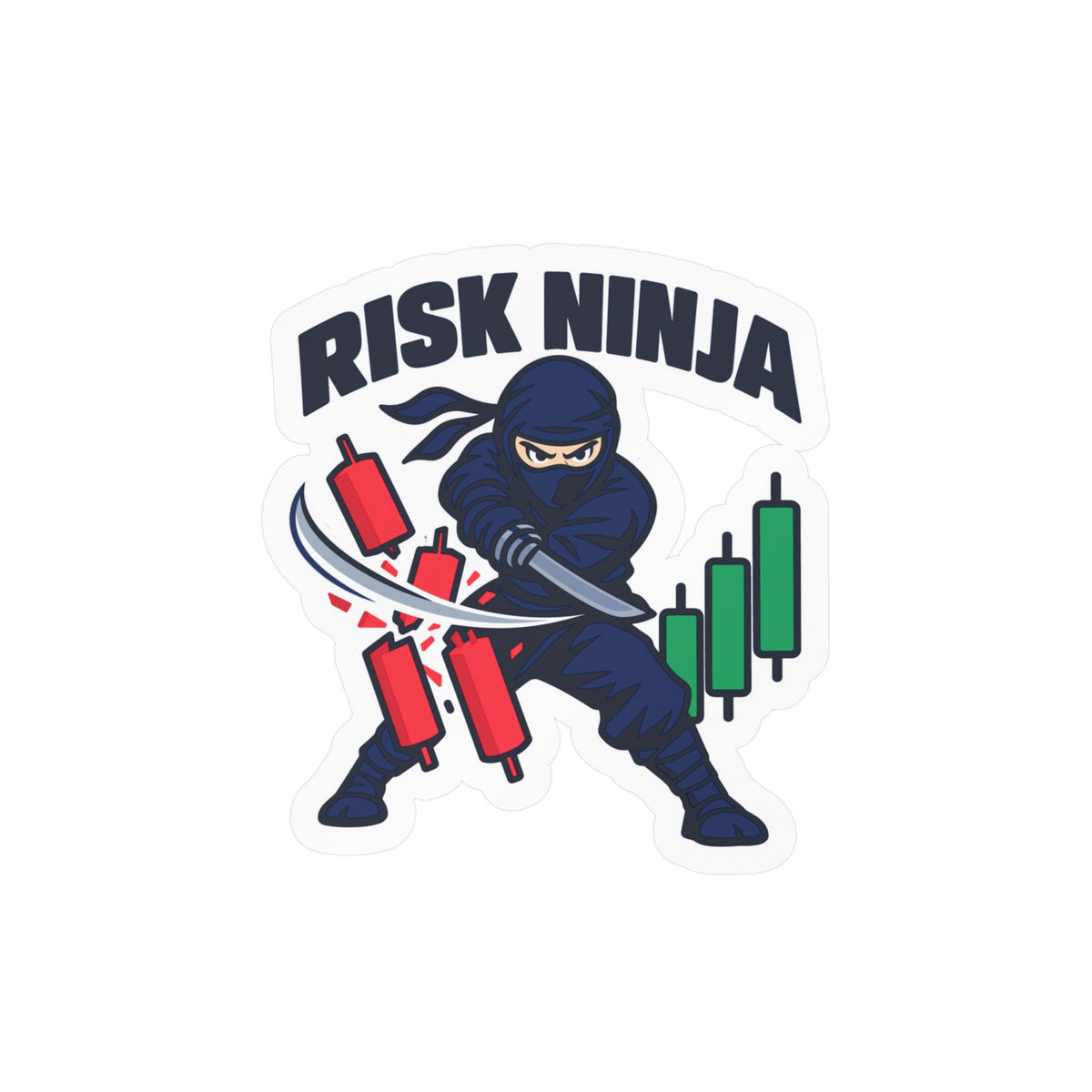Day Trading Sticker - Risk Ninja Decals for the Stock Market and Forex Trader, Laptop and Water Bottle Decor