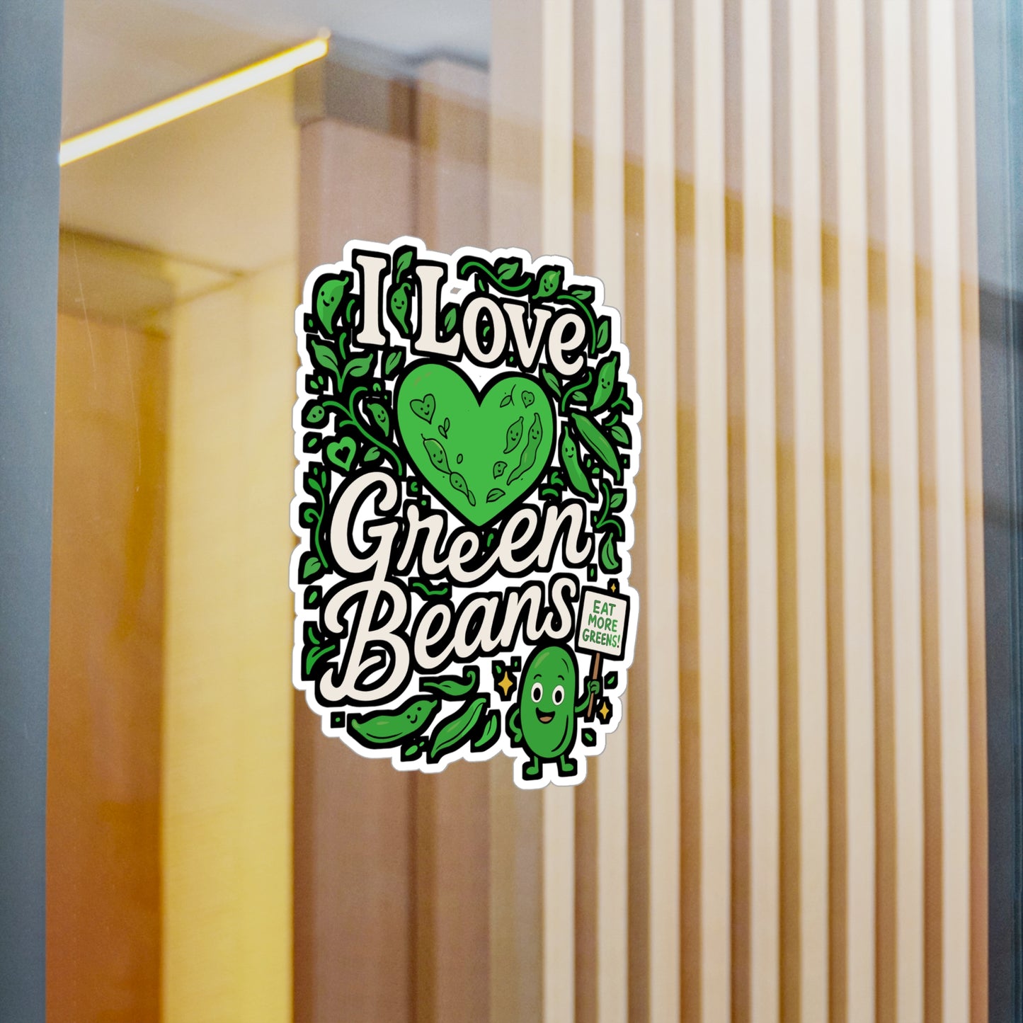 I Love Green Beans – Vinyl Sticker for Laptop or Water Bottle | Funny Vegan Gift, Plant Lover Decal