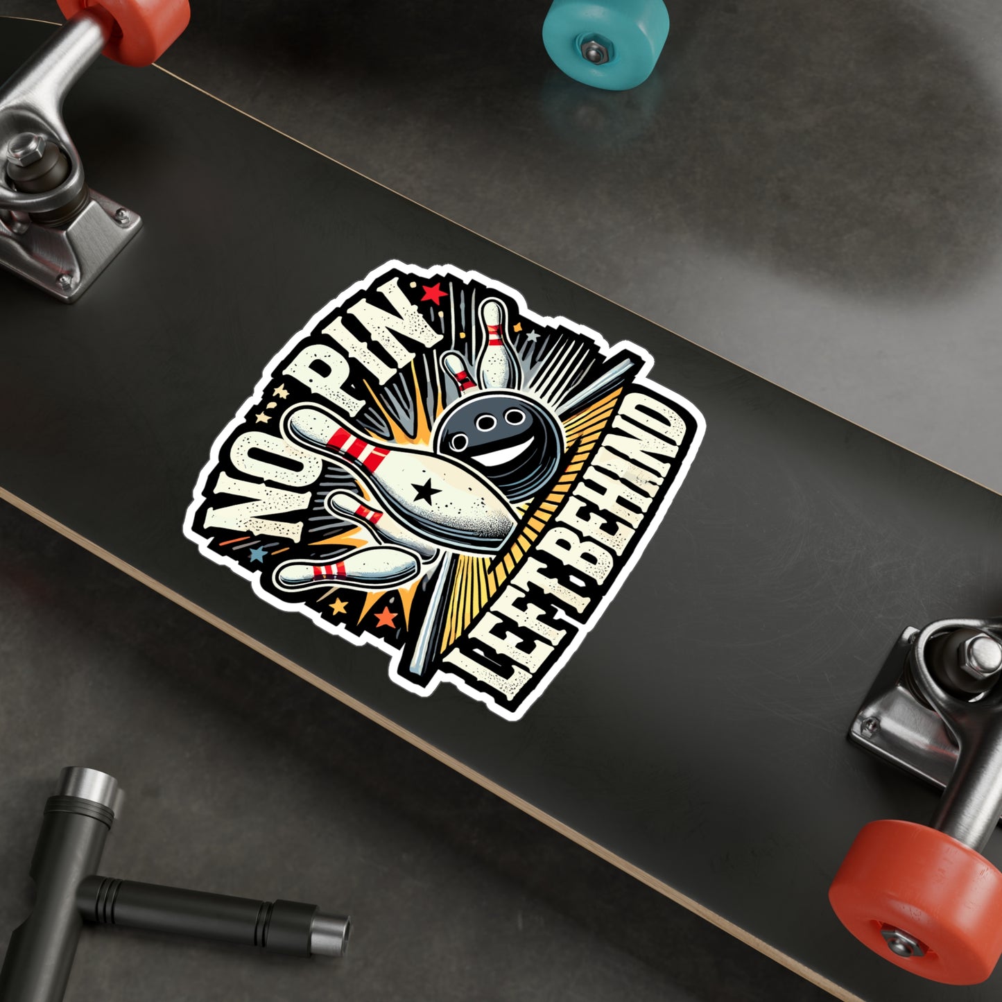 No Pin Left Behind - Bowling Sticker for Laptop Sticker. Water Bottle Sticker, Vinyl Strike Decal - Bowling Gift