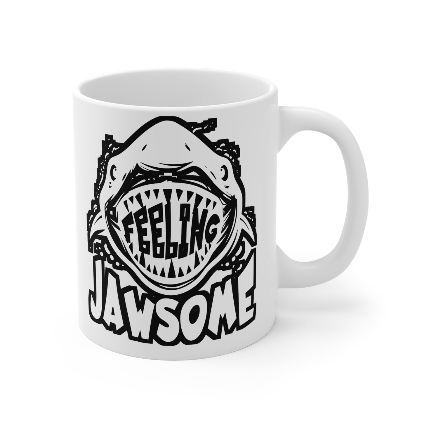 Feeling Jawesome - Sharks Mug for Coffee 11oz. Sharks Cup, White ceramic, Marine Mug, Jaws Tea Cup - Sharks Gift