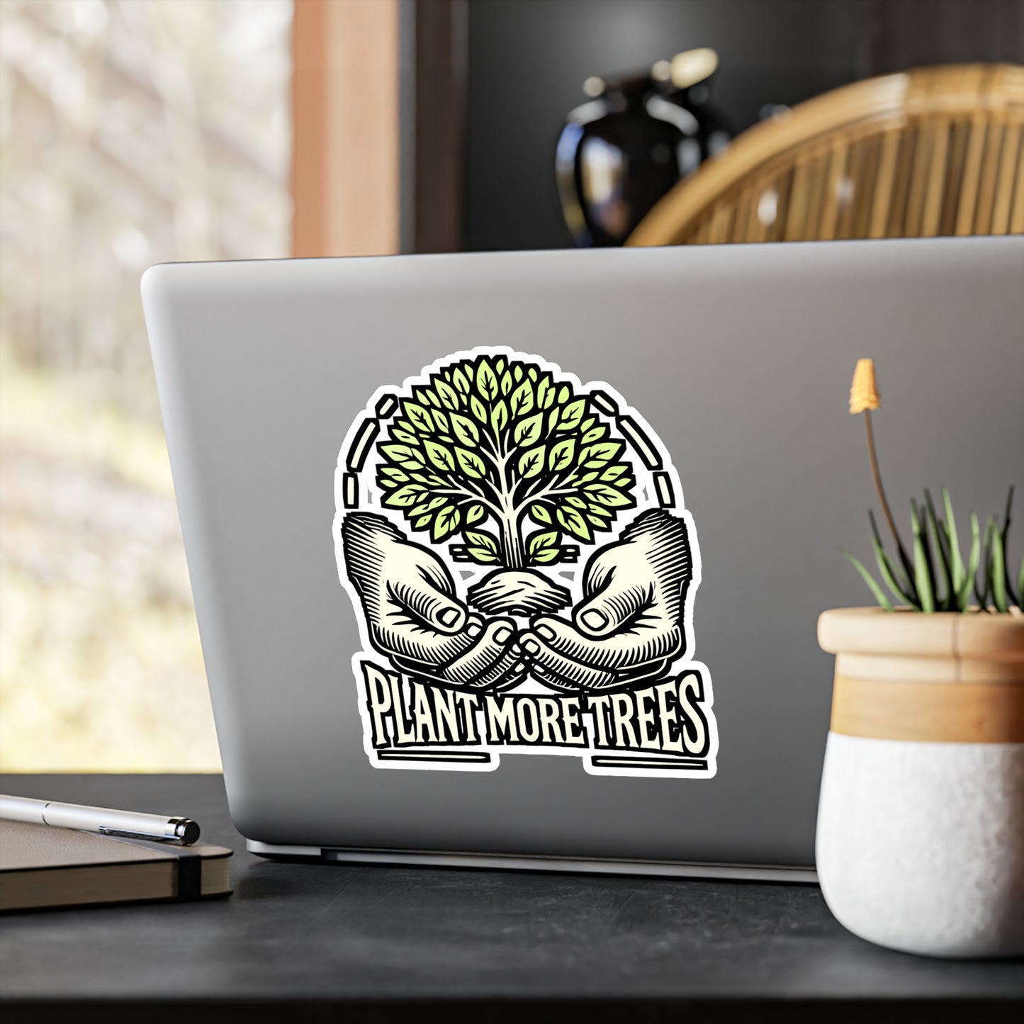 Plant More Trees – Environment Sticker for Laptop or Water Bottle | Vinyl Footprints Decal | Eco-Friendly Gift