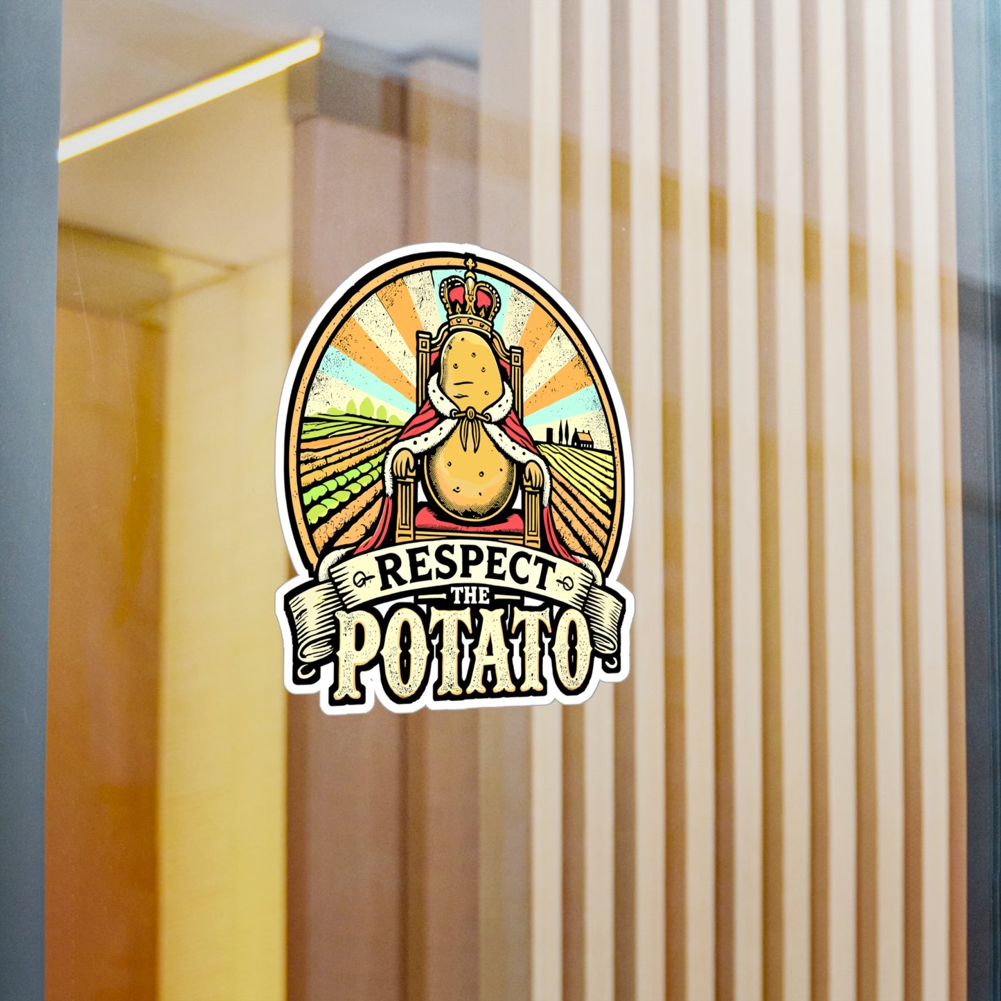 Respect The Potato – Vinyl Potato Sticker for Car, Laptop & Water Bottle | Vegan Gift, Funny Potato Decal