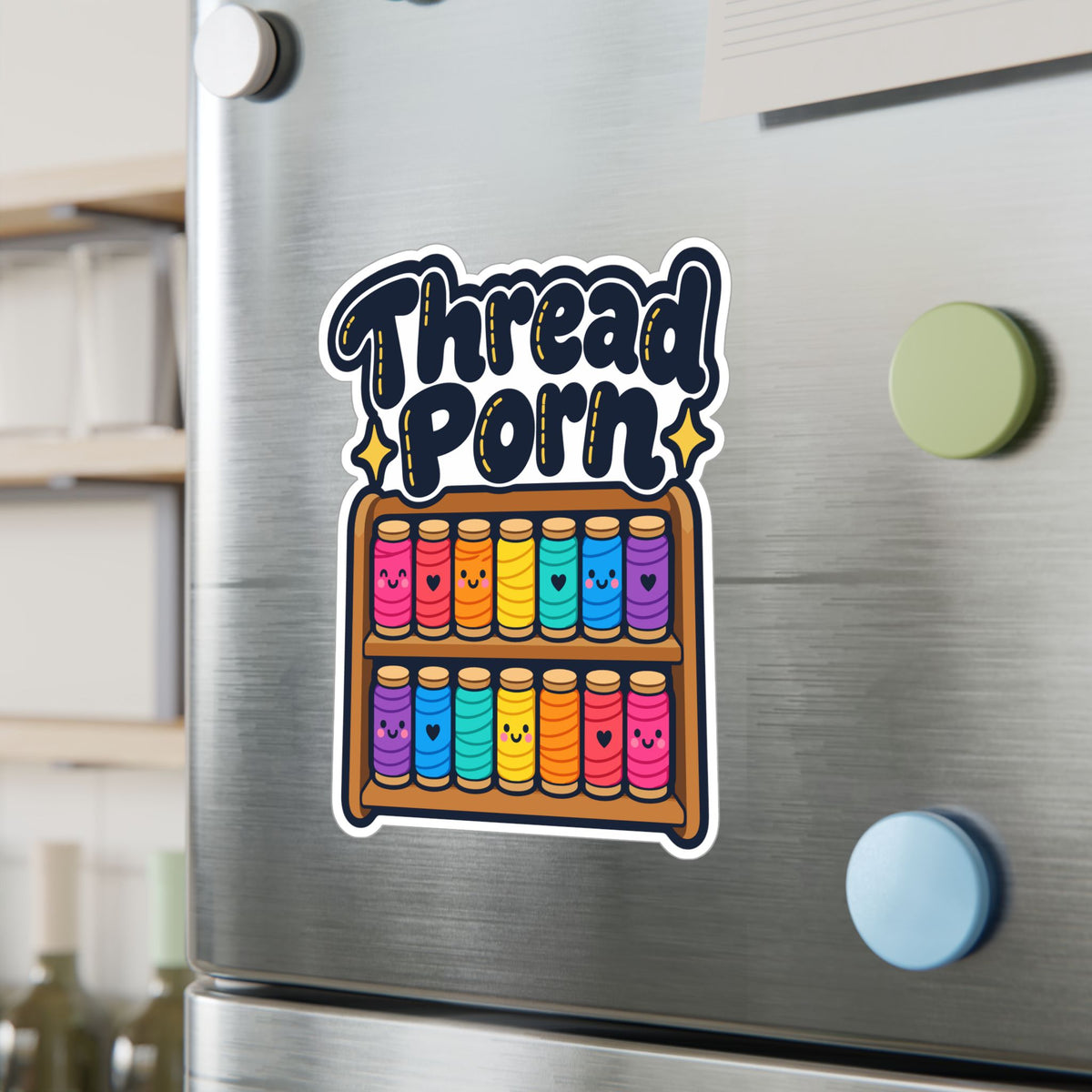 Embroidery Sticker with Thread Porn Design - Needlework and Stitching decals for Crafting Fans, Laptops and Water Bottles