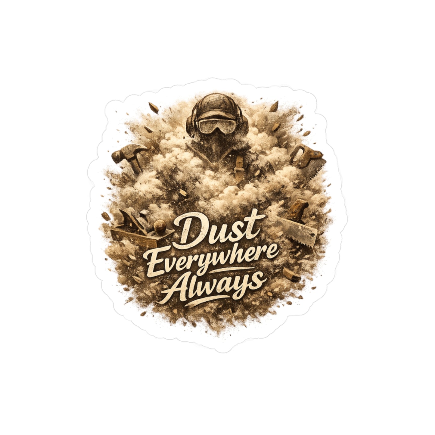 Carpenter Sticker Dust Everywhere Always Woodworker Woodworking Decals Waterproof Vinyl for Laptop, Water Bottle