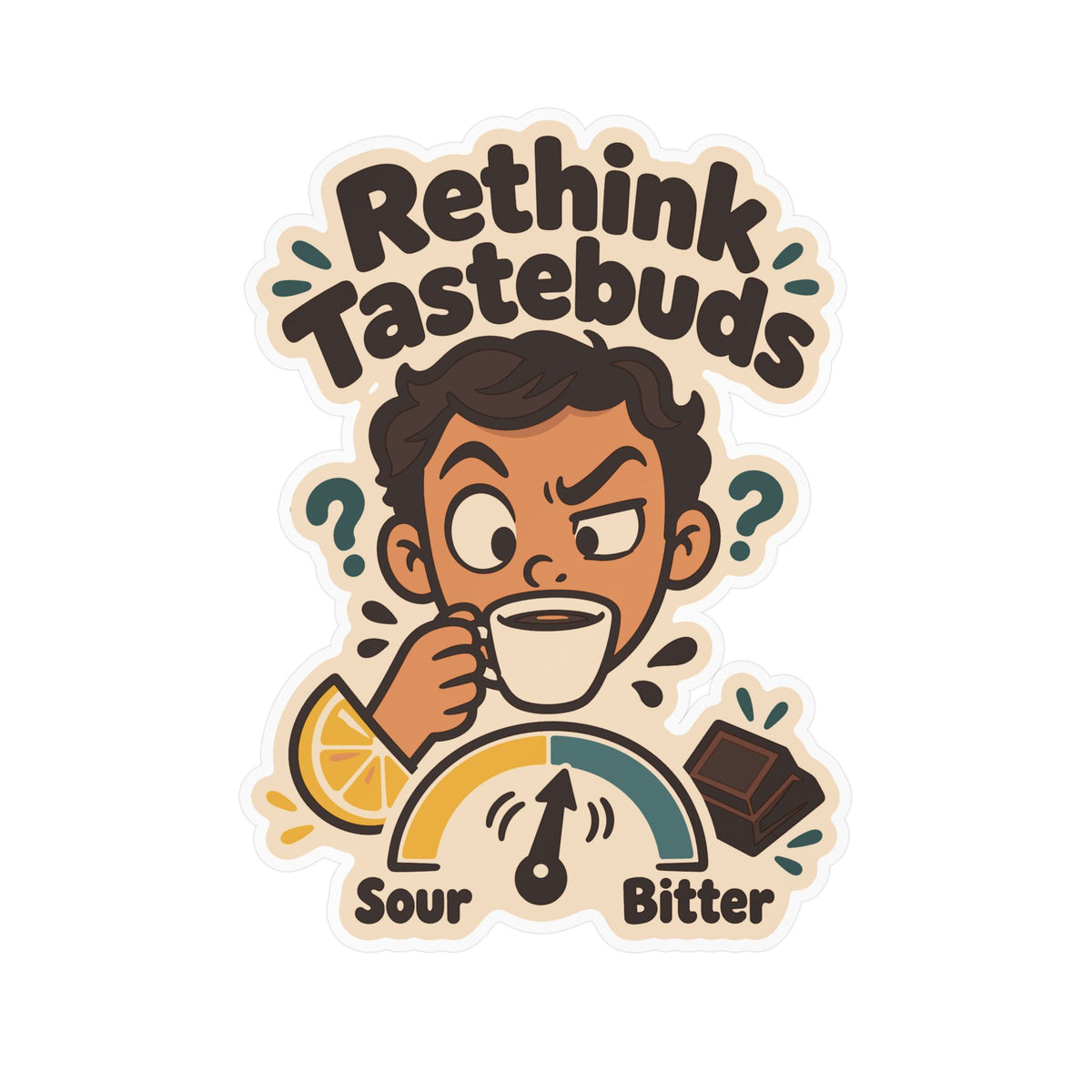 Espresso Sticker "Rethink Tastebuds" – Coffee Lover Decals for Your Grinder or Digital Scale