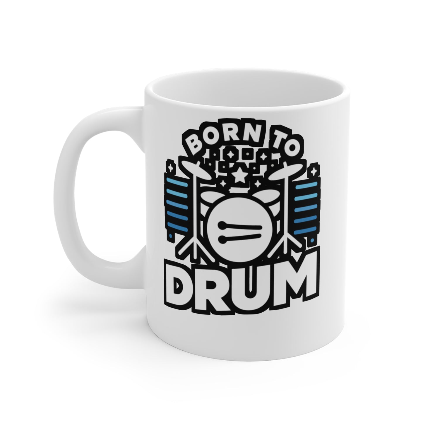 Born to drum  - Audio-engineer Mug for Coffee 11oz. Audio-engineer Cup, White ceramic, Monitor Mug - Audio-engineer Gift