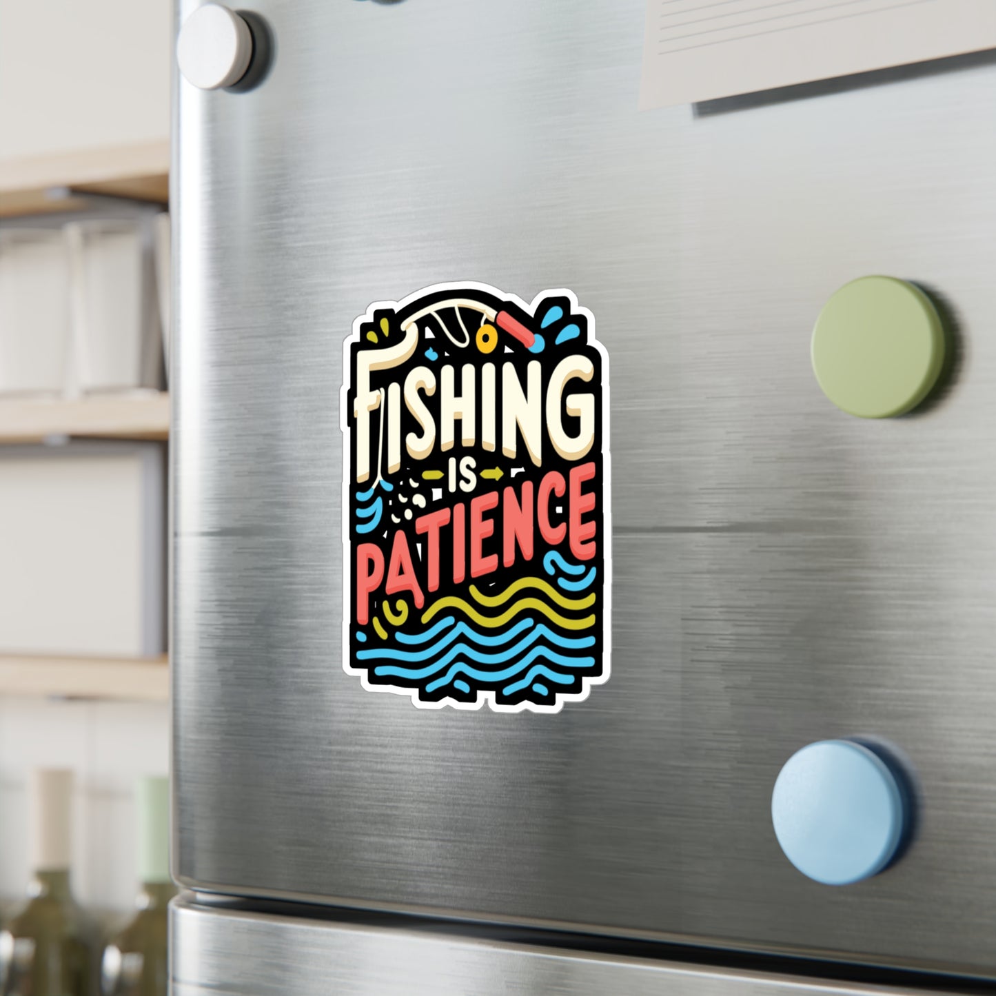 Fishing is patience - Fishing Sticker for Car Window Laptop Sticker. Water Bottle Sticker, Vinyl Angling Decal, Lake Sticker - Fishing Gift