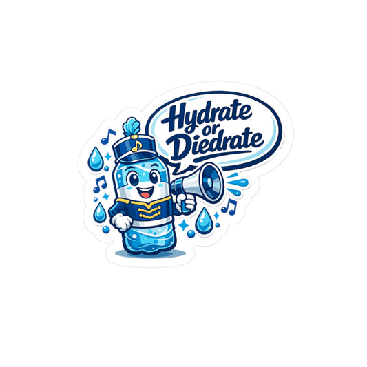 Marching Band Sticker Hydrate or Diedrate Funny Drummer Band Director Mellophone Vinyl Waterproof Decals for Laptop Water Bottle
