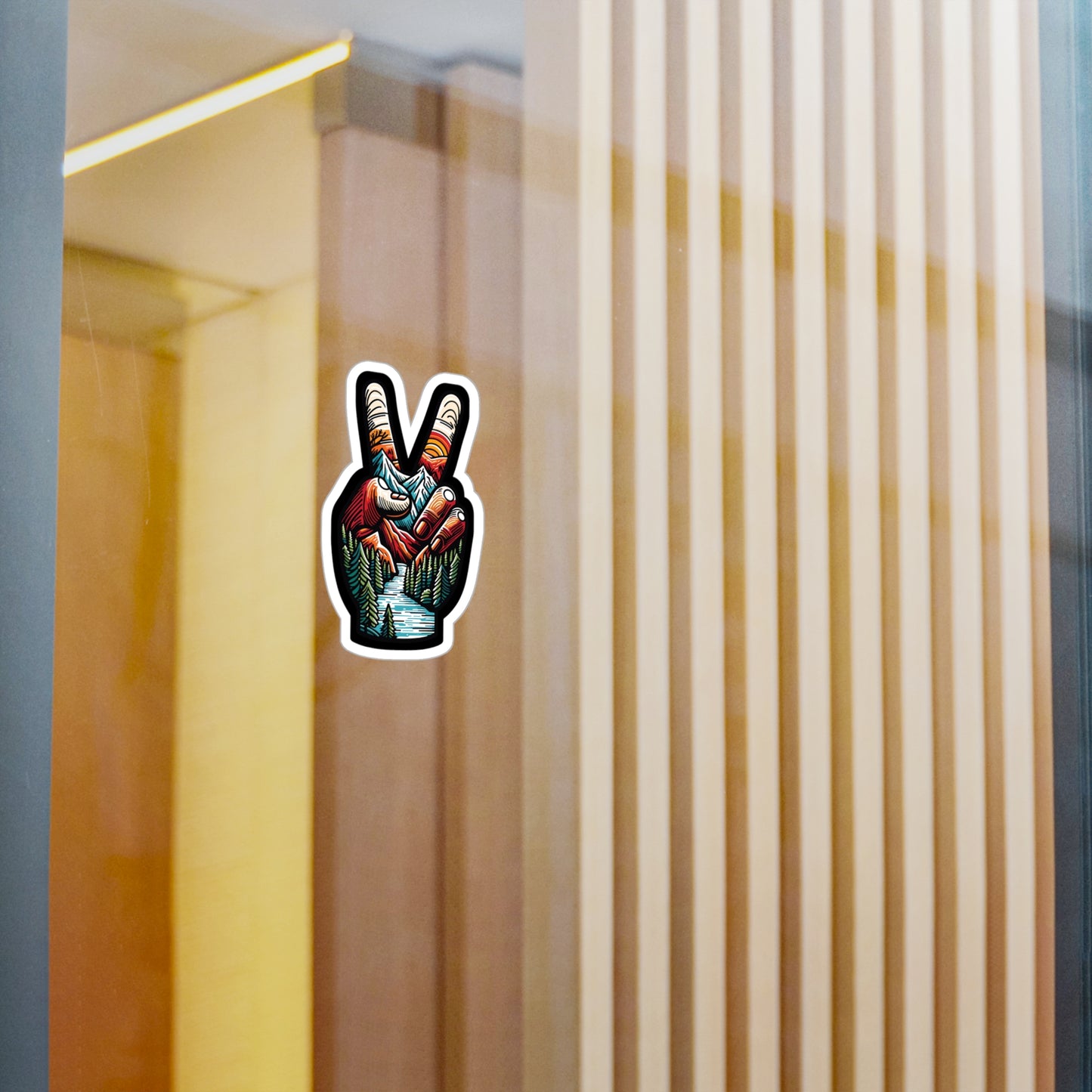 Peace Outdoor Forest Camping - Camping Sticker for Laptop, Wall Sticker. Water Bottle Sticker, Vinyl Adventure Decal - Camping Gift