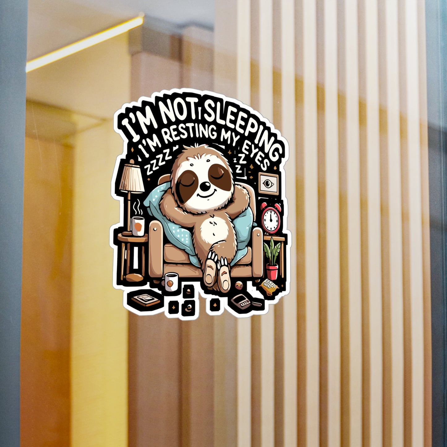 I'm Not Sleeping I'm Resting My Eyes - Sloth humor Sticker for Laptop Sticker. Water Bottle Sticker, Vinyl Lazy day joke Decal - Sloth humor Gift