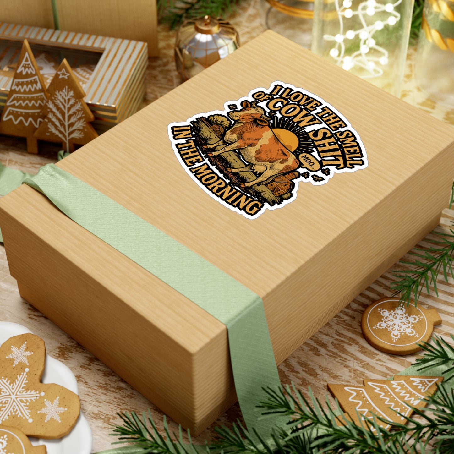 I Love The Smell of Cow Shit in the Morning – Funny Cow Sticker for Laptop or Water Bottle | Farm Life Vinyl Decal, Gag Gift for Farmers