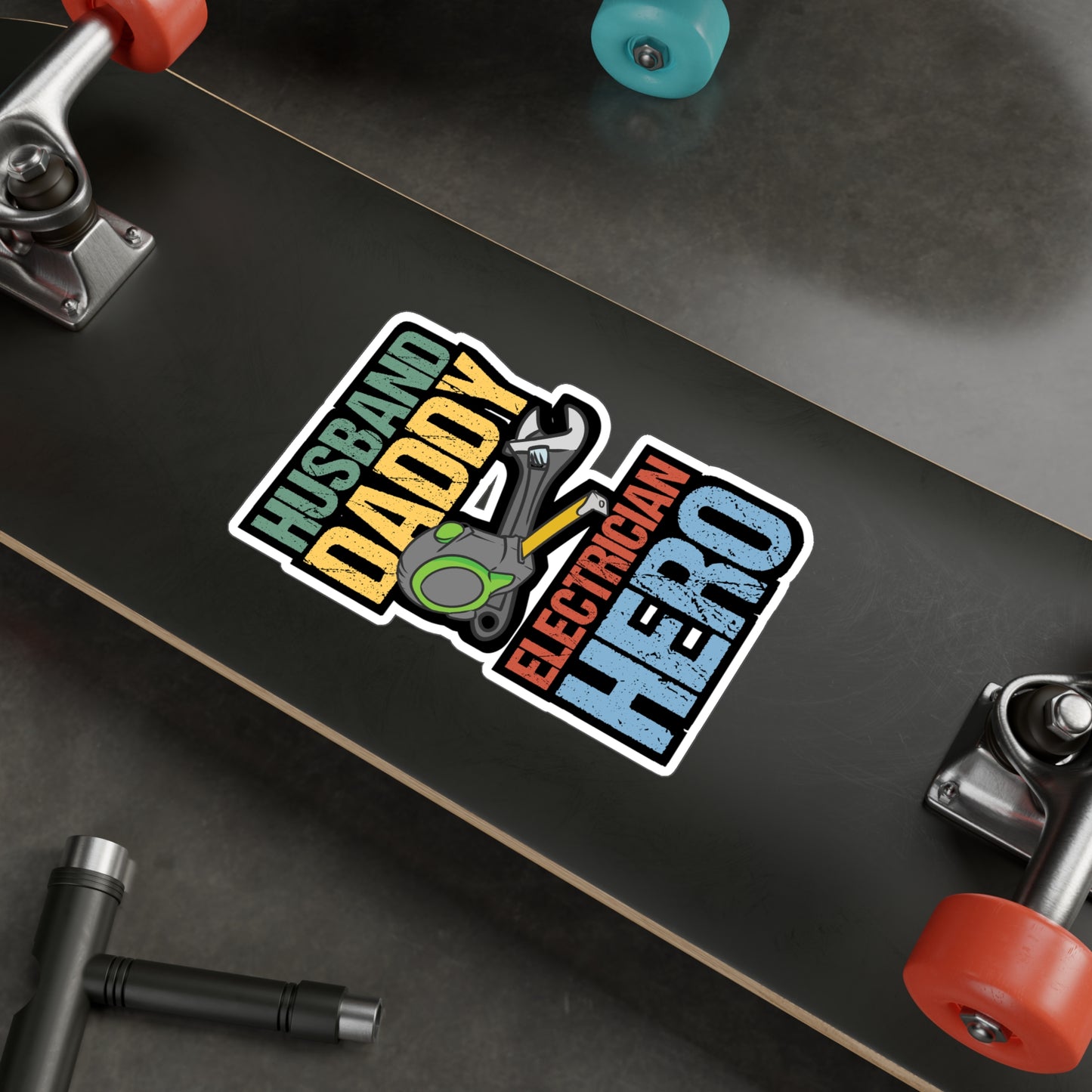 Husband Daddy Electrician Hero - Electrician Sticker for Laptop Sticker. Water Bottle Sticker, Vinyl Stripper Decal - Electrician Gift