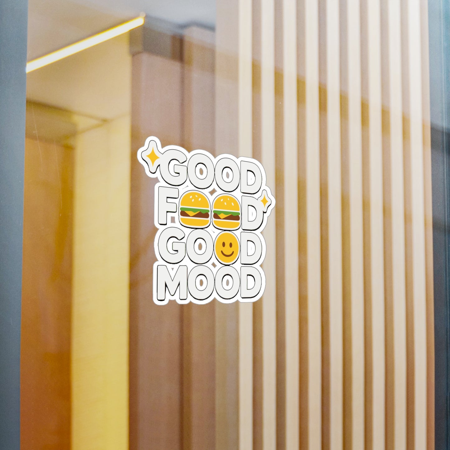 Burger Sticker - Good Food Good Mood Decals for Laptop or Water Bottle, Snack Appetite Craving Vinyl, Waterproof Burger Decor
