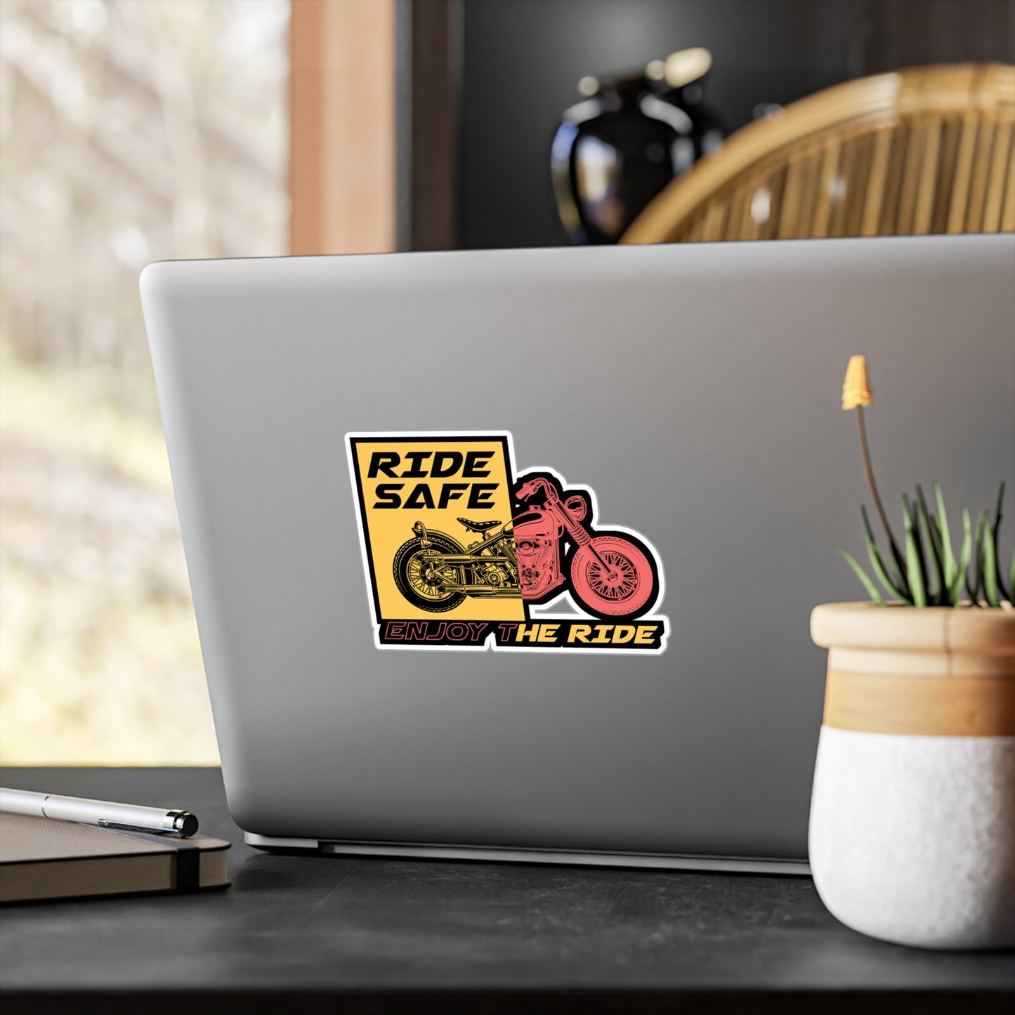 Ride safe enjoy the ride - Motorcycle Sticker for Laptop Sticker. Water Bottle Sticker, Vinyl Biker Decal - Motorcycle Gift