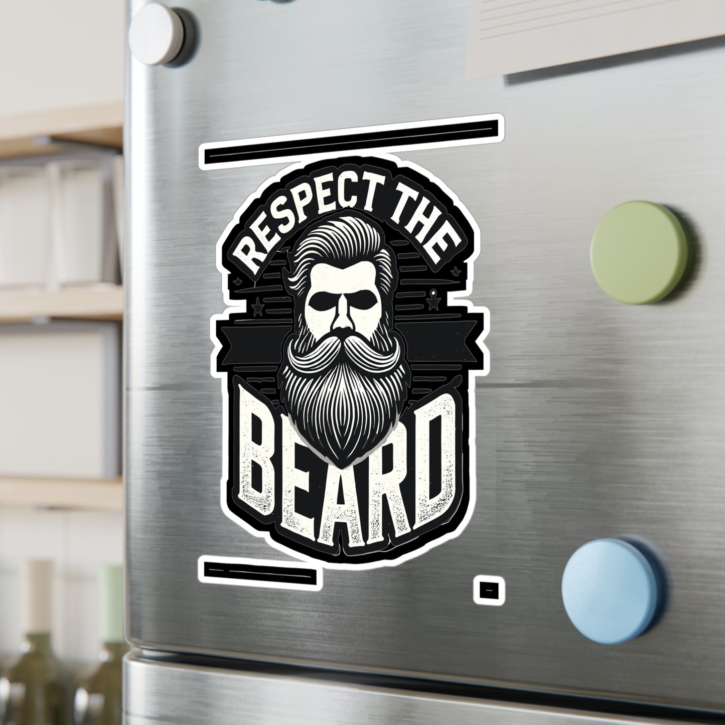 Respect The Beard - Beard Sticker for Car Window Laptop Sticker. Water Bottle Sticker, Vinyl Bearded Decal, Mustache Sticker - Beard Gift