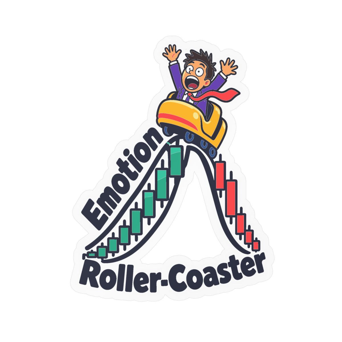 Day Trading Sticker - Emotion Roller-Coaster Design for the Stock Market and Forex Trader, Laptop and Water Bottle Decals
