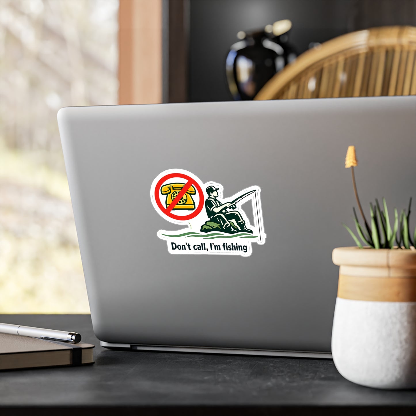 Fishing Sticker Don't call, I'm fishing Funny Angling Lake Boating Design Waterproof Vinyl Decals for Laptop Water Bottle