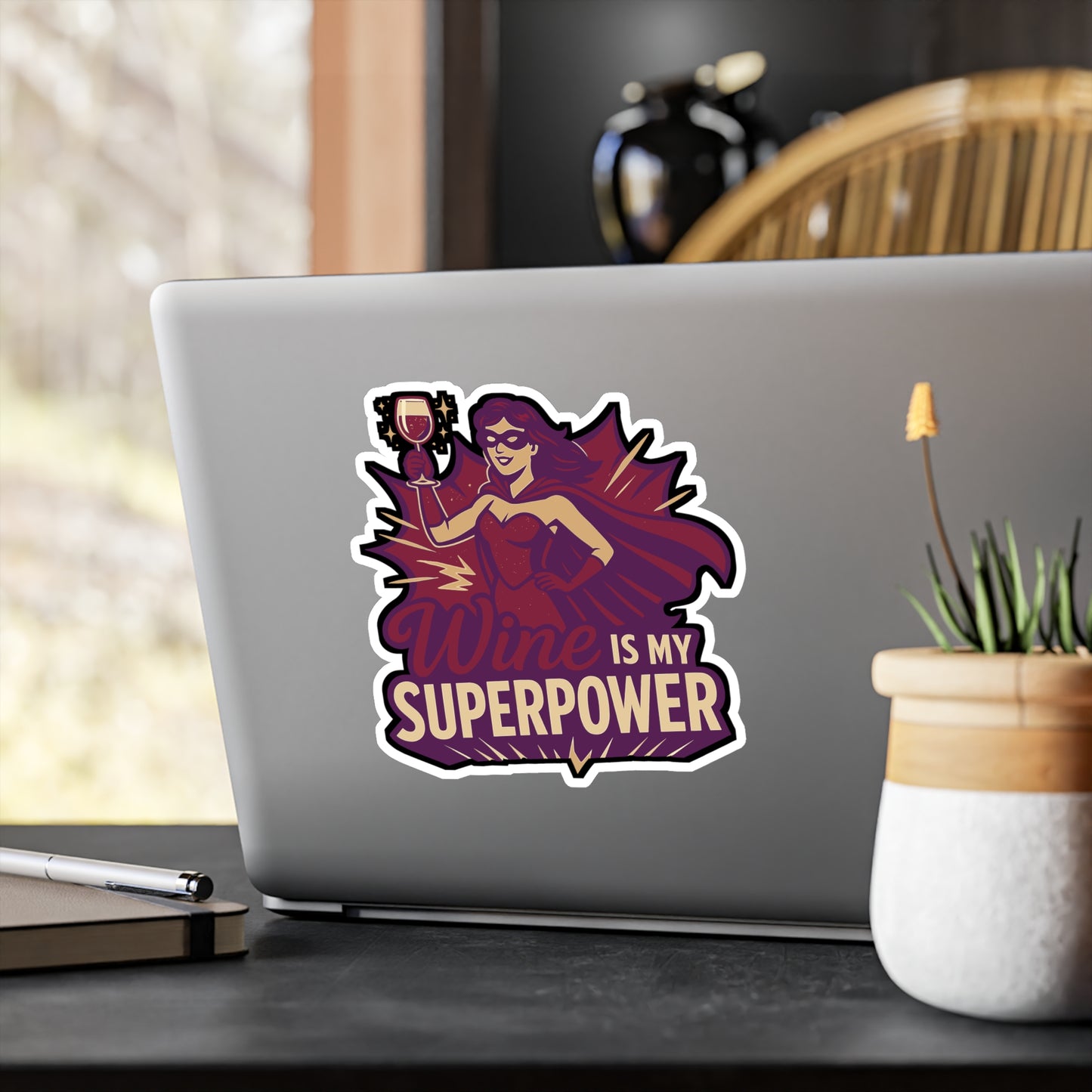 Wine Is My Superpower - Wine Sticker for Laptop, Water Bottle, Gifts for Drink Lovers, Fun Drinking Accessory
