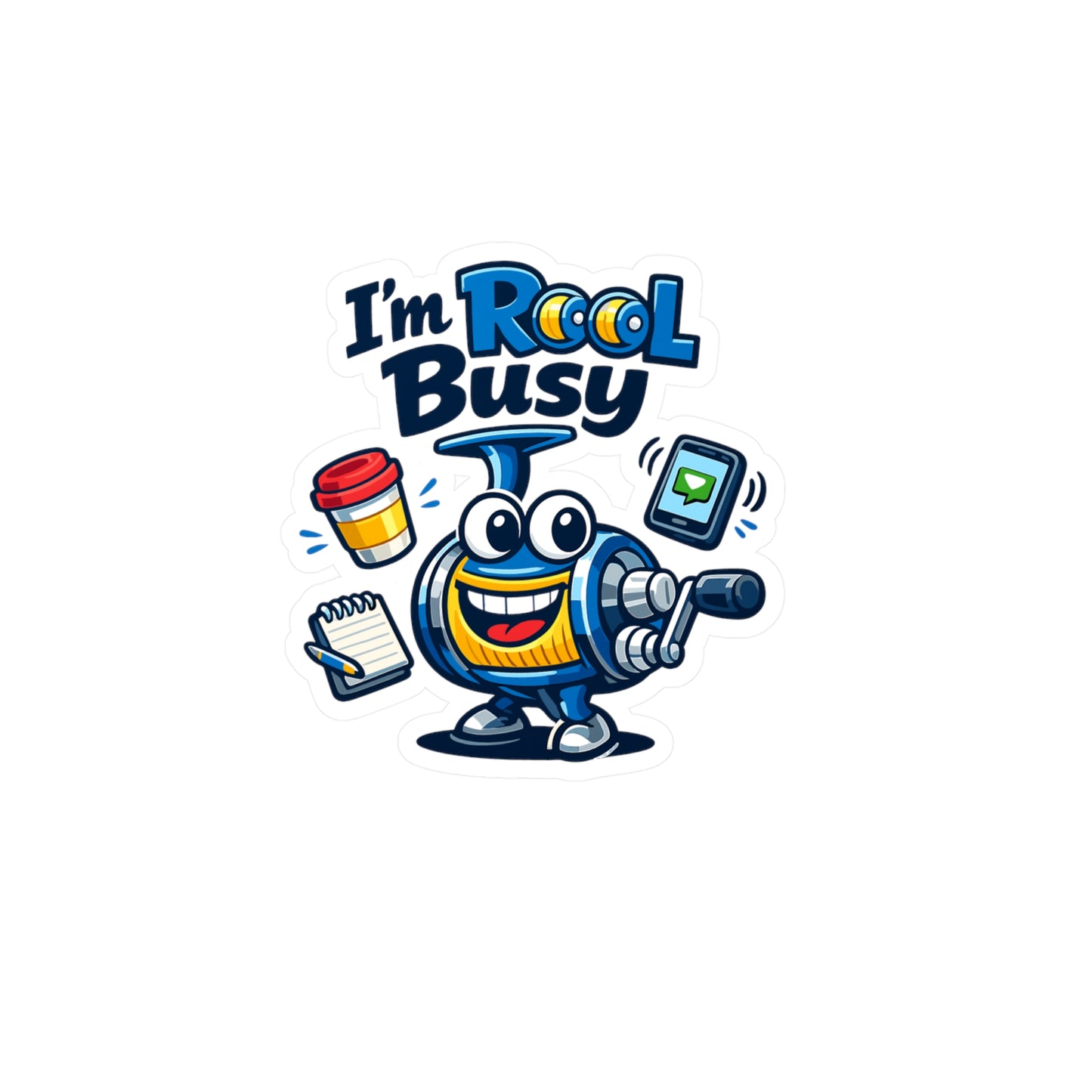 Fishing Sticker “I'm Reel Busy” Funny Angling Lake Boating decals, Waterproof Vinyl for Laptop Water Bottle