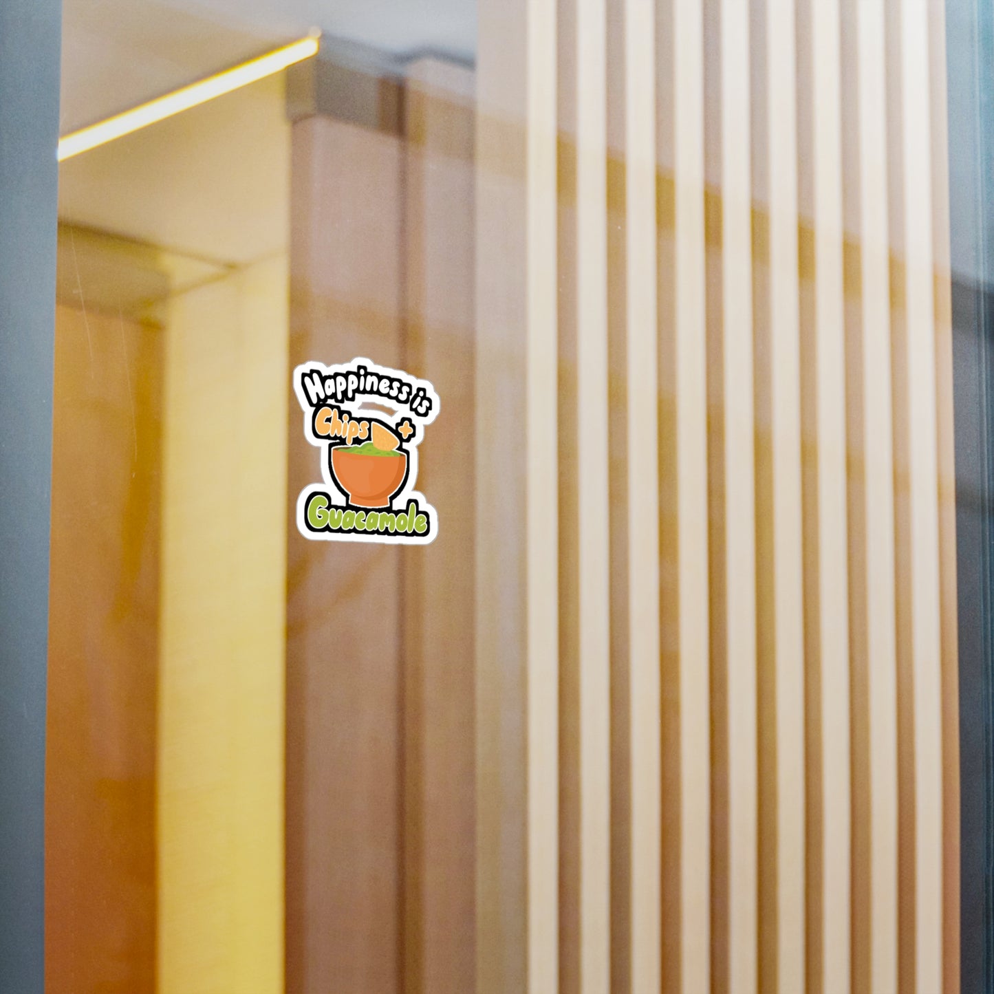 Happiness is Chips + Guacamole - Avocado Sticker for Wall, Laptop, Window, Truck, Car Avocado Gift Vinyl Food Decal Sticker