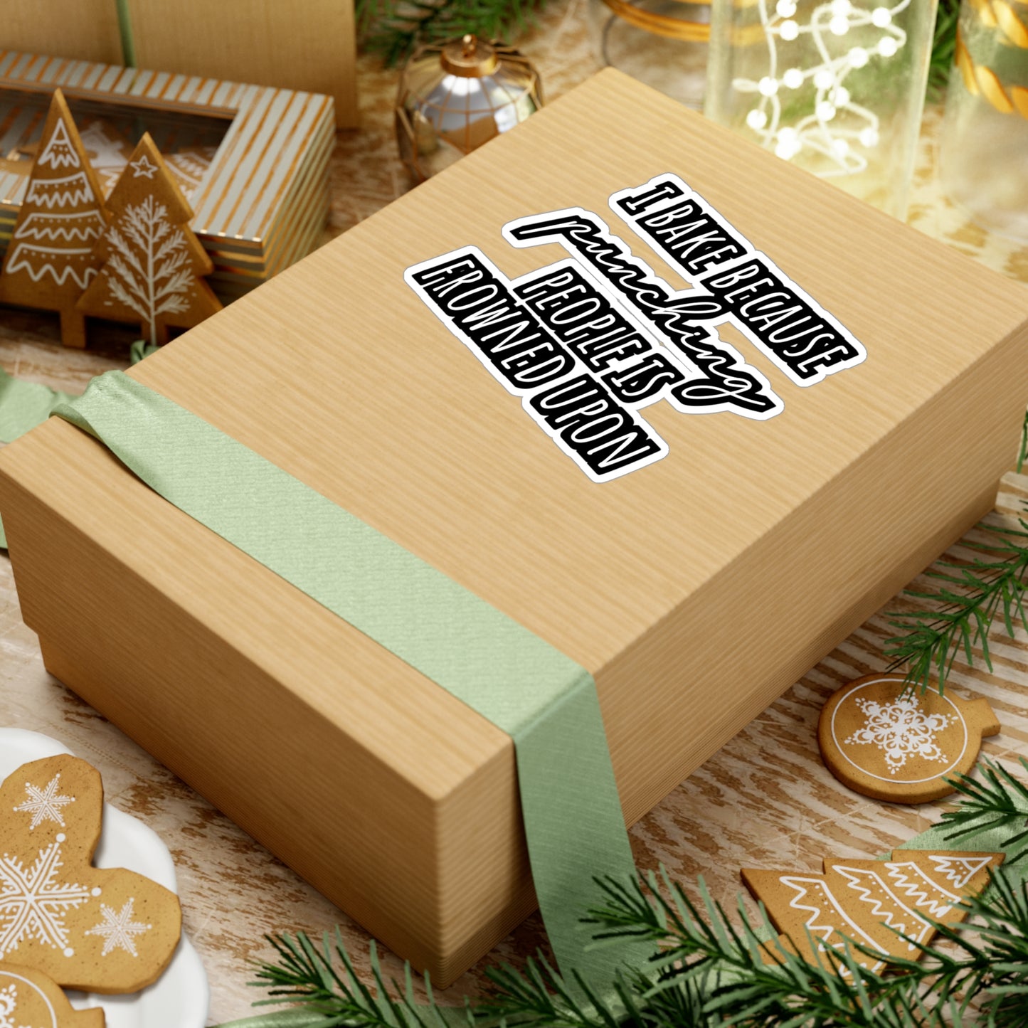 I Bake Because Punching People Is Frowned Upon - Baking Sticker for Laptop Sticker. Water Bottle Sticker, Vinyl Cake-decorator Decal - Baking Gift