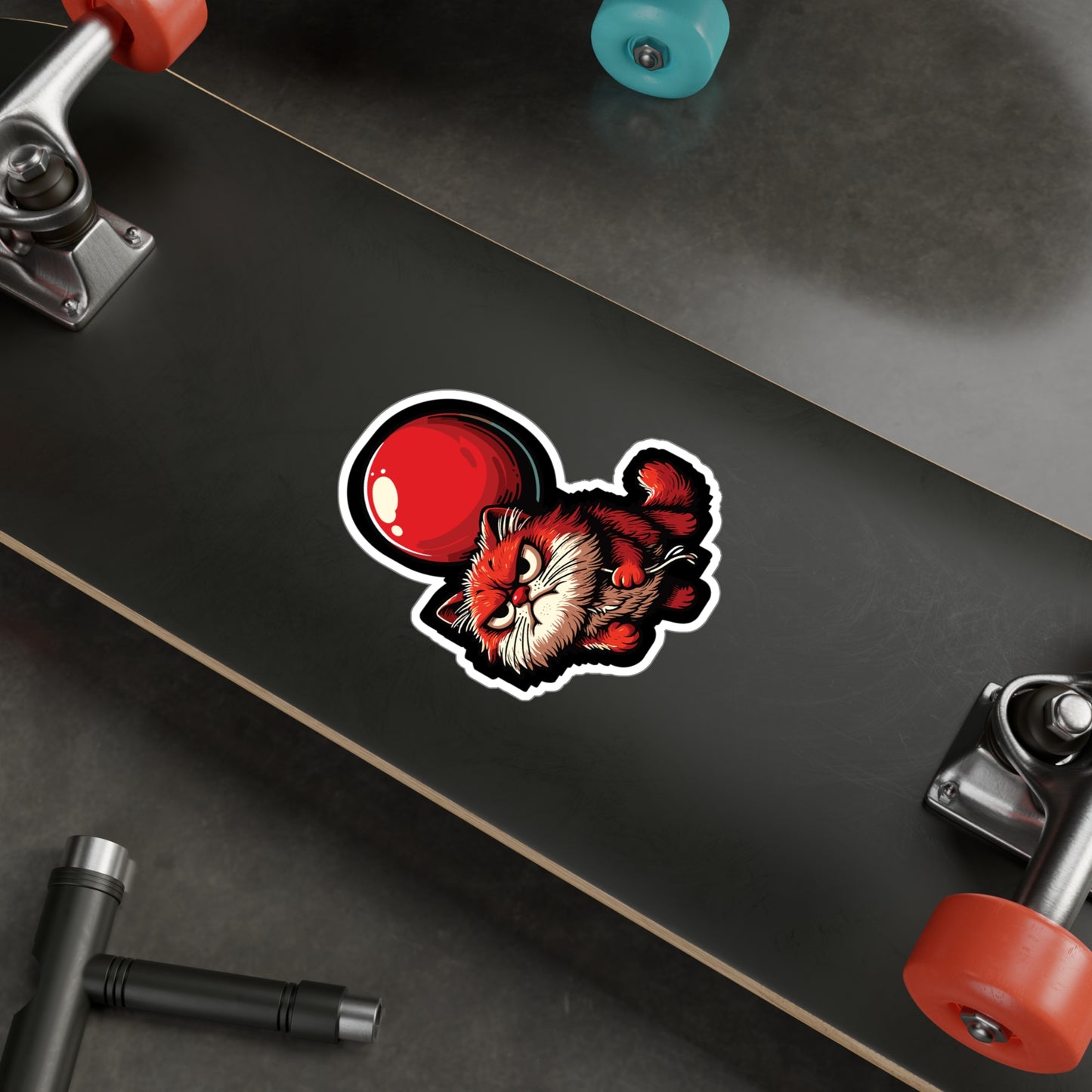 Cat with Balloon - Cat Sticker for Car Window Laptop Sticker. Water Bottle Sticker, Vinyl Balloon Decal, Floating Sticker - Cat Gift