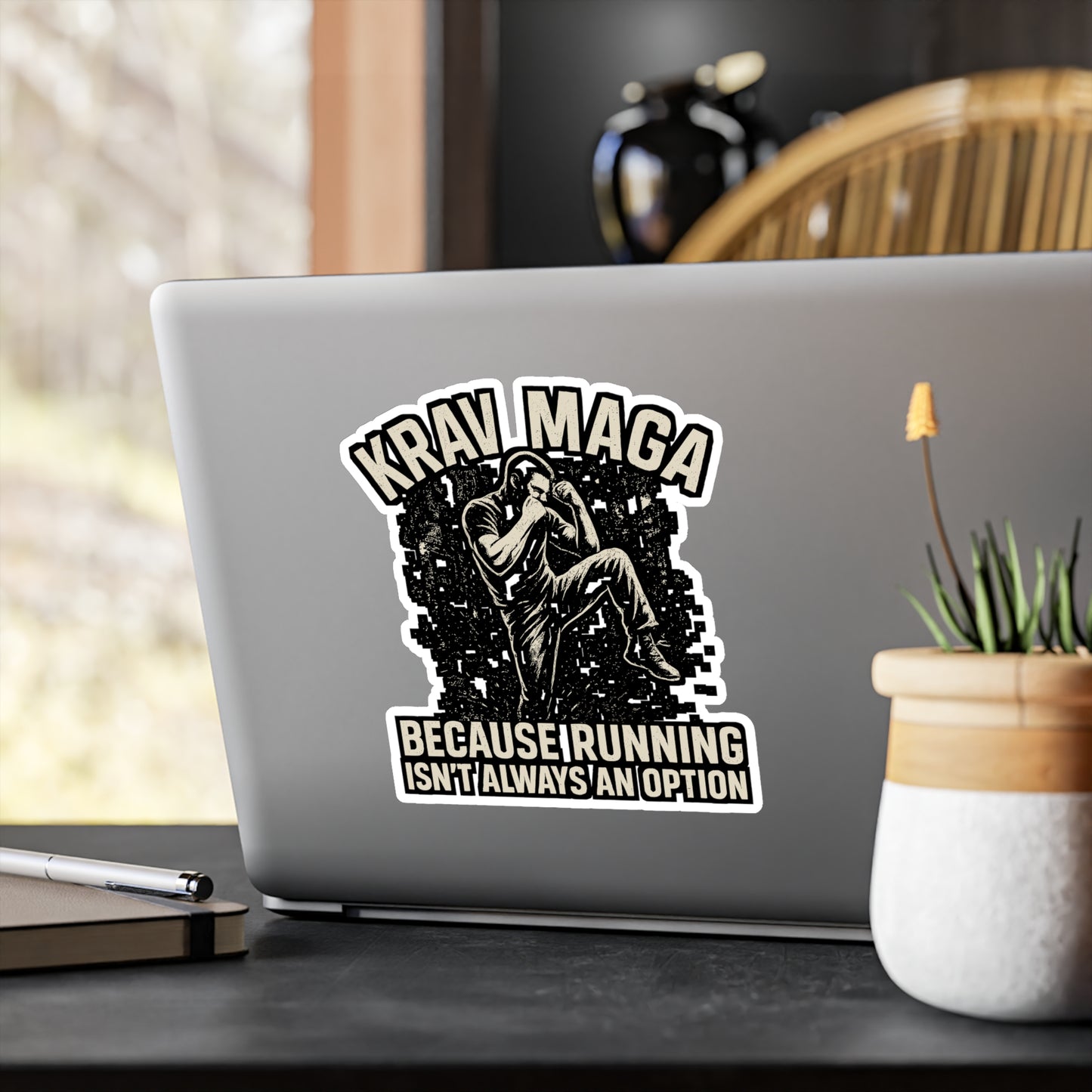 Krav Maga Sticker – "Because Running Isn’t Always an Option" Vinyl Decals for Laptop, Water Bottle, Martial Arts Self Defense Fitness
