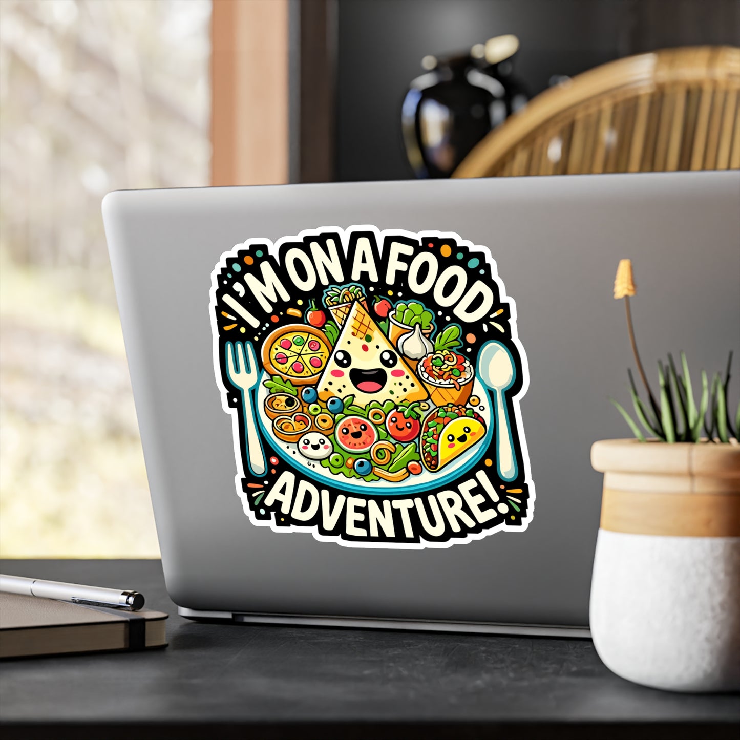 I'm on a Food Adventure - Food lover Sticker for Laptop Sticker. Water Bottle Sticker, Vinyl Foodie Decal - Food lover Gift