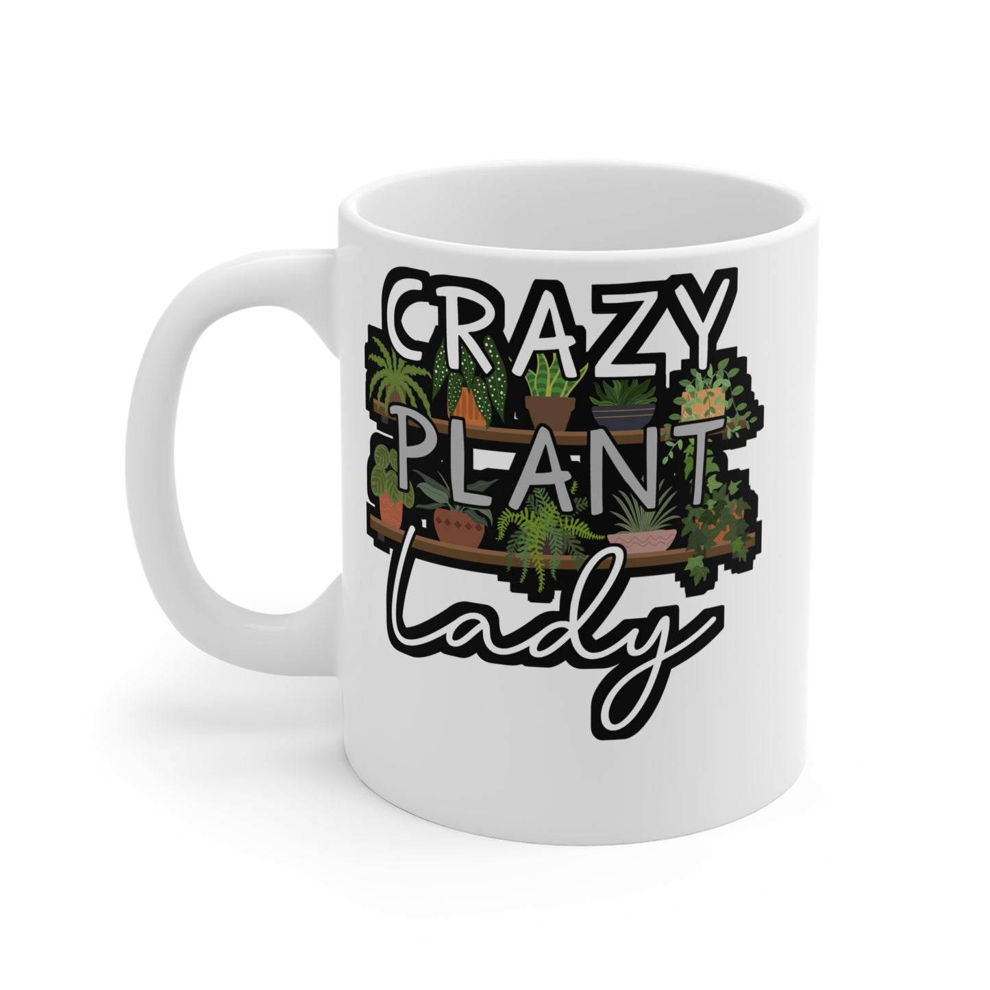 Crazy Plant Lady - Cactus Mug for Coffee 11oz. Cactus Cup, White ceramic, Pricks Mug, Pointed Tea Cup - Cactus Gift