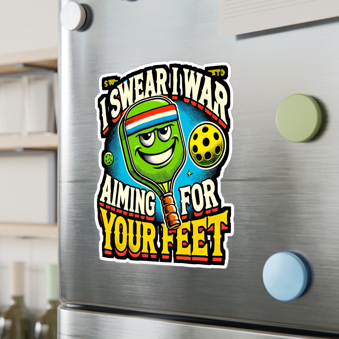 I Swear I was aiming for your Feet - Pickleball Sticker for Laptop Sticker. Water Bottle Sticker, Vinyl Dink Decal - Pickleball Gift