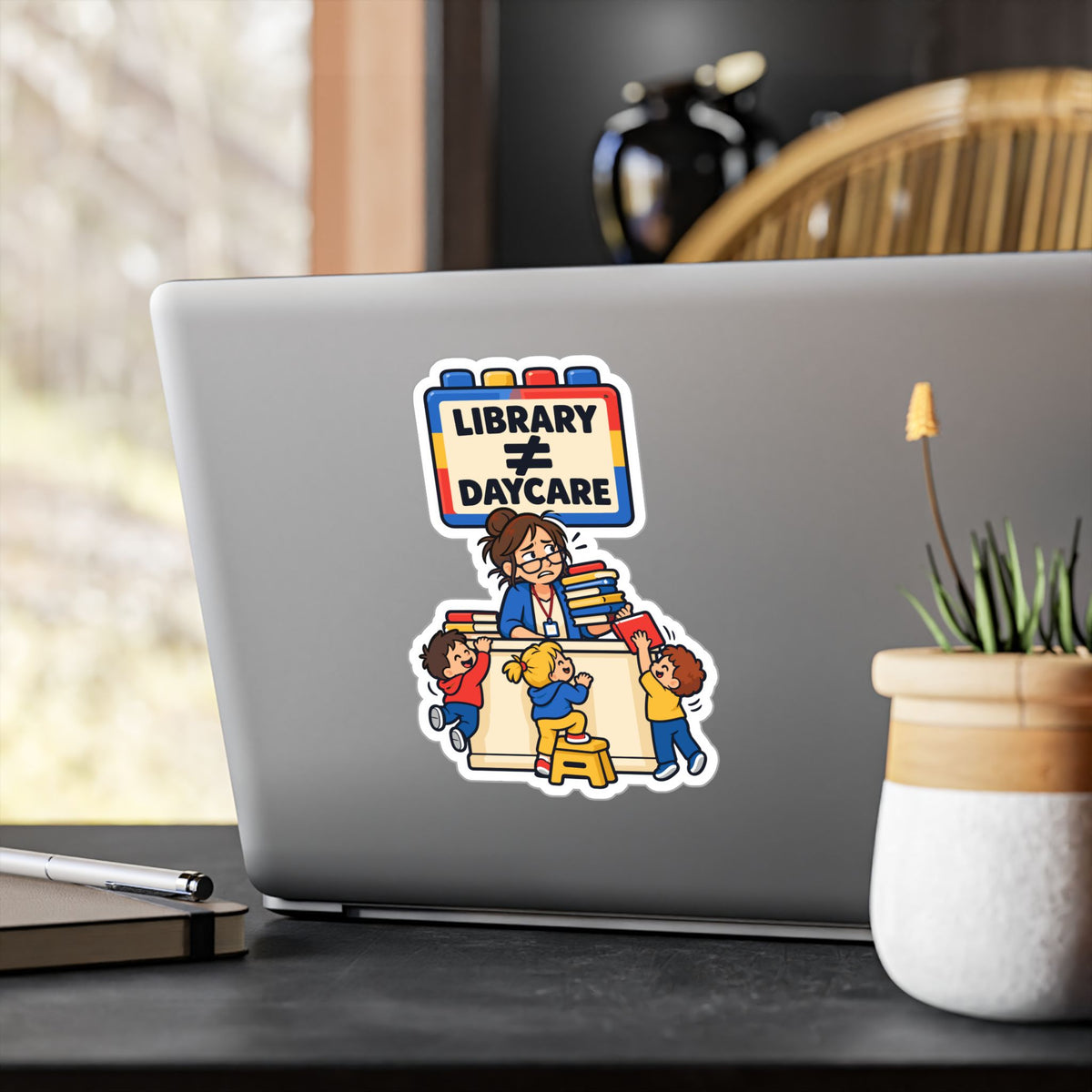 Librarian Sticker, Library ≠ Daycare Design with Fabulous Magical Unicorn Decals for Laptop or Water Bottle