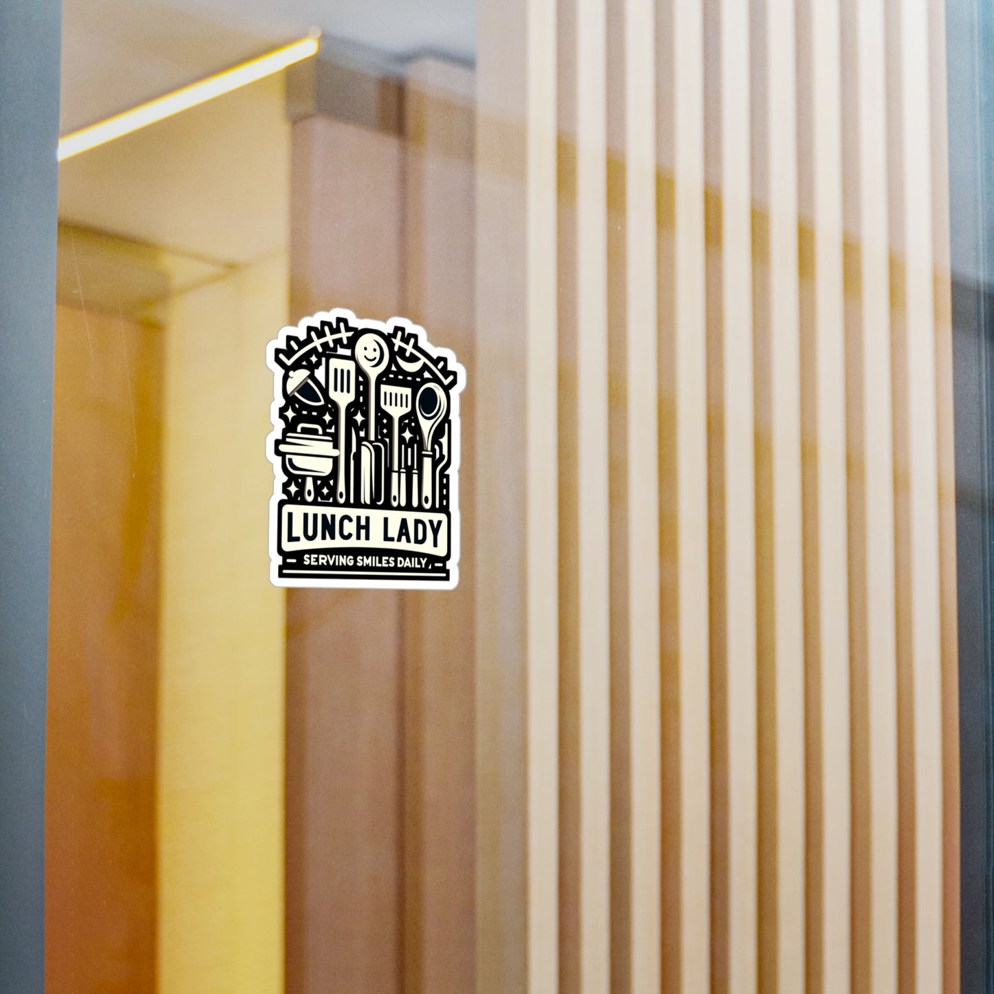 Lunch Lady Serving smiles daily - Lunch lady Sticker for Window Laptop Sticker. Water Bottle Sticker, Vinyl Lunch Decal - Lunch lady Gift