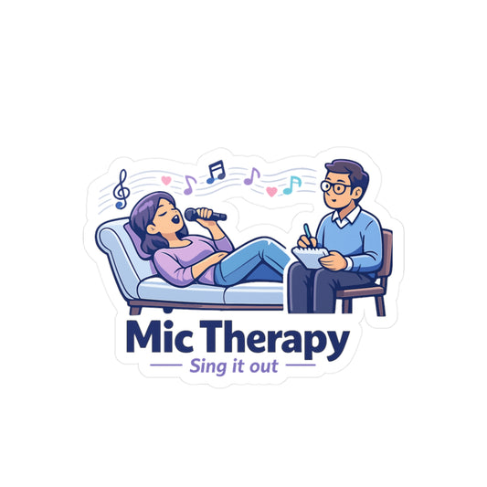 Karaoke Sticker Mic Therapy Music Humor Vinyl Waterproof Decals for Laptop Water Bottle Fun Beer Booze Party