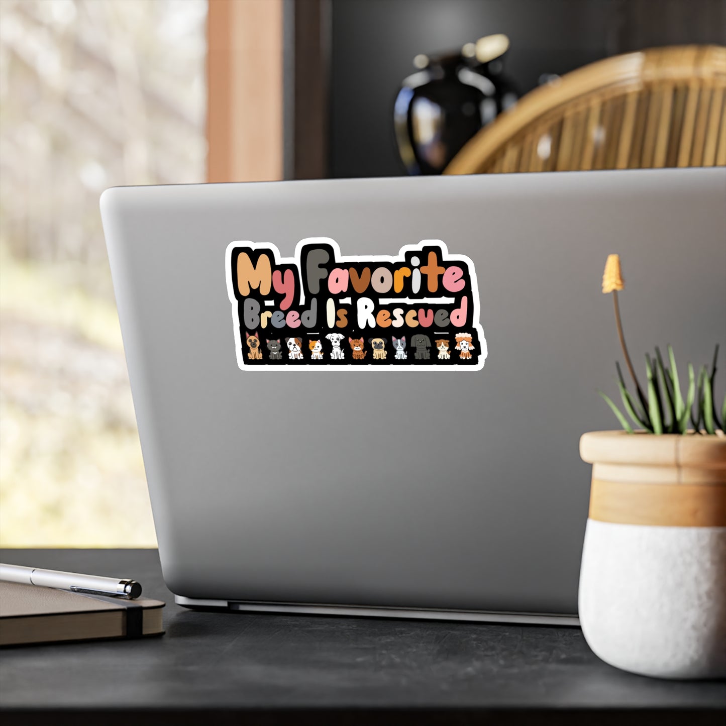 My Favorite Breed is Rescued - Animal-rescue Sticker for Car, Wall, Laptop, Window, Truck Animal-rescue Gift Vinyl Foster Decal Sticker