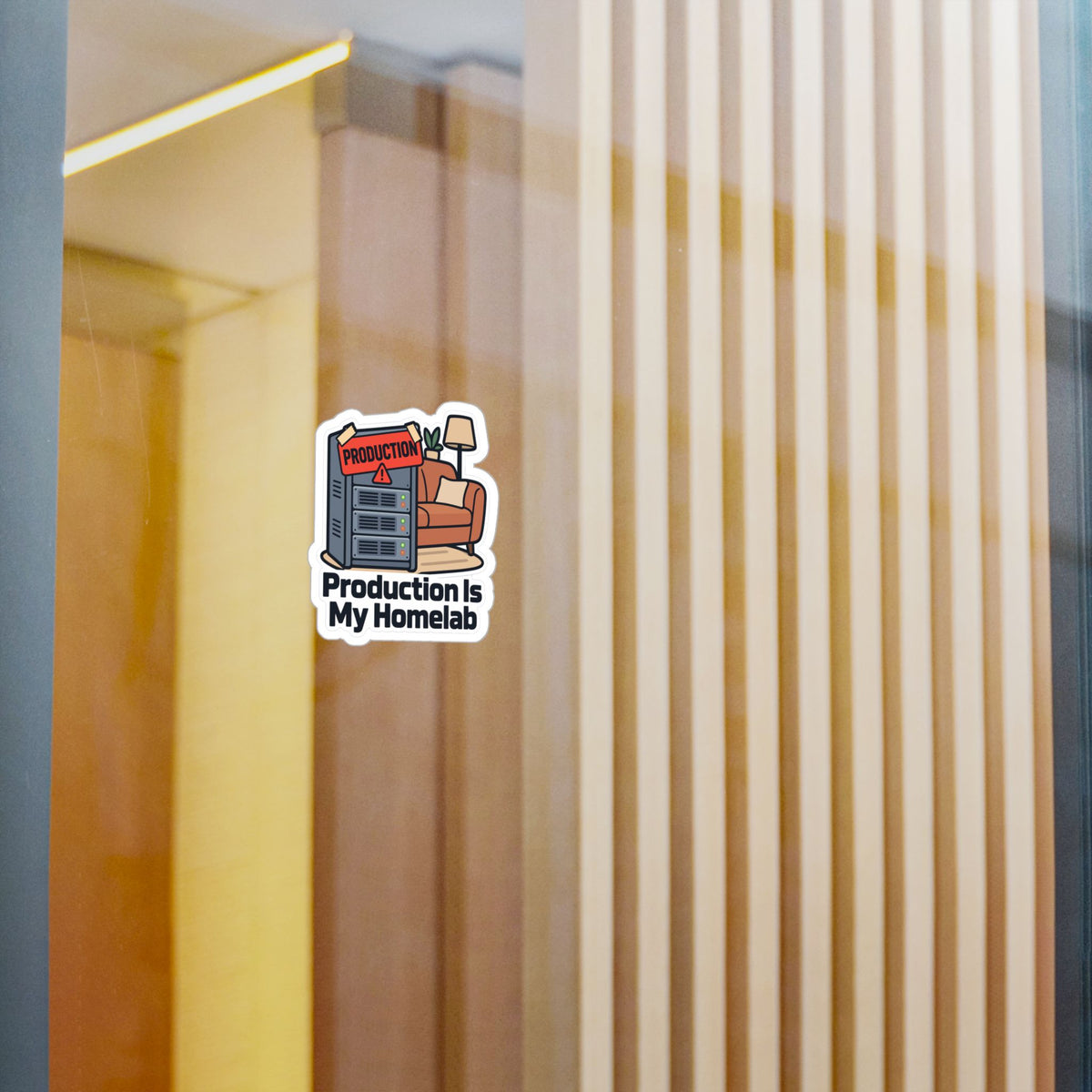 Tech Sticker – Production Is My Homelab, Reboot Button Bandage Design Decals for Laptop and Water Bottle