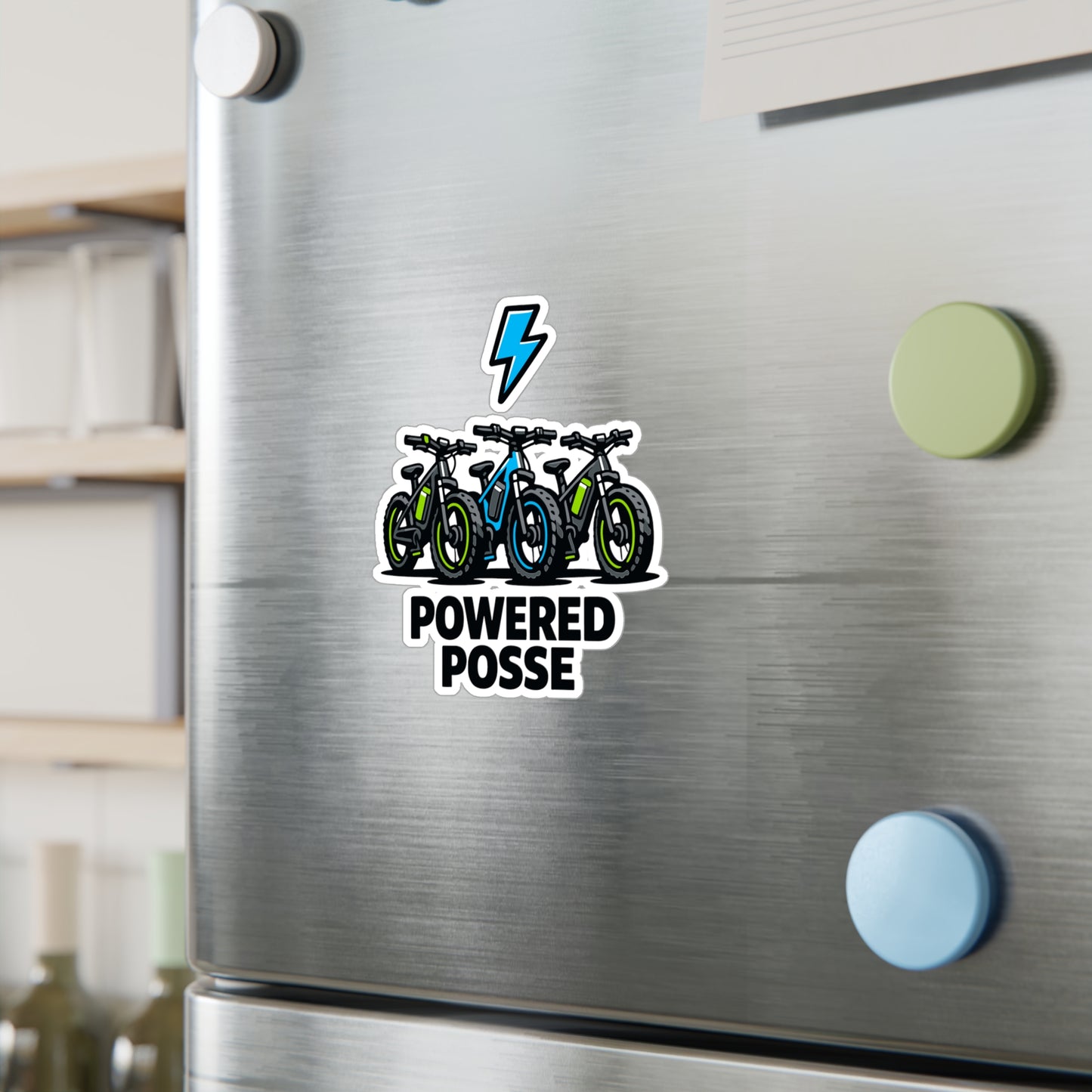 E-Bike Sticker Powered Posse Waterproof Vinyl decals for Electric Bike Enthusiasts Laptop, Water Bottle