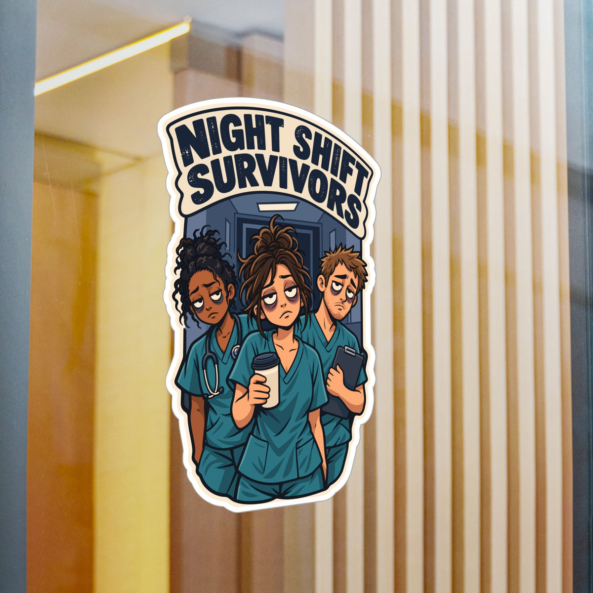 Nurse Sticker – Night Shift Survivors Waterproof Vinyl Decals for Laptop, Water Bottle, Nursing Student Gift, Nursing School Degree